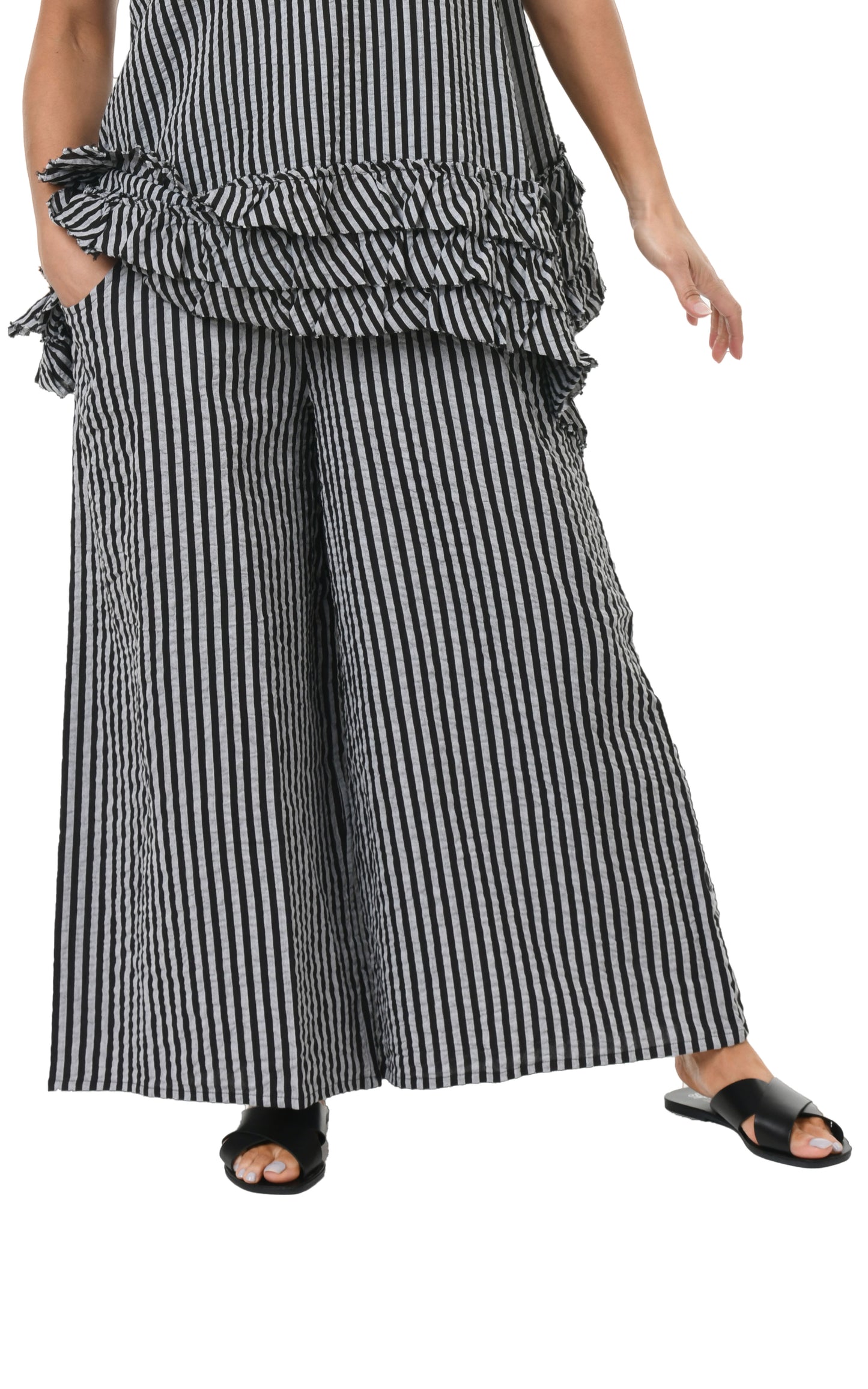 FINAL SALE CV115 Palazzo Pant in Harrison Seersucker Stripe*