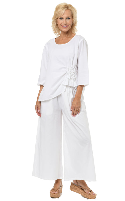 CV115 Palazzo Pant in White