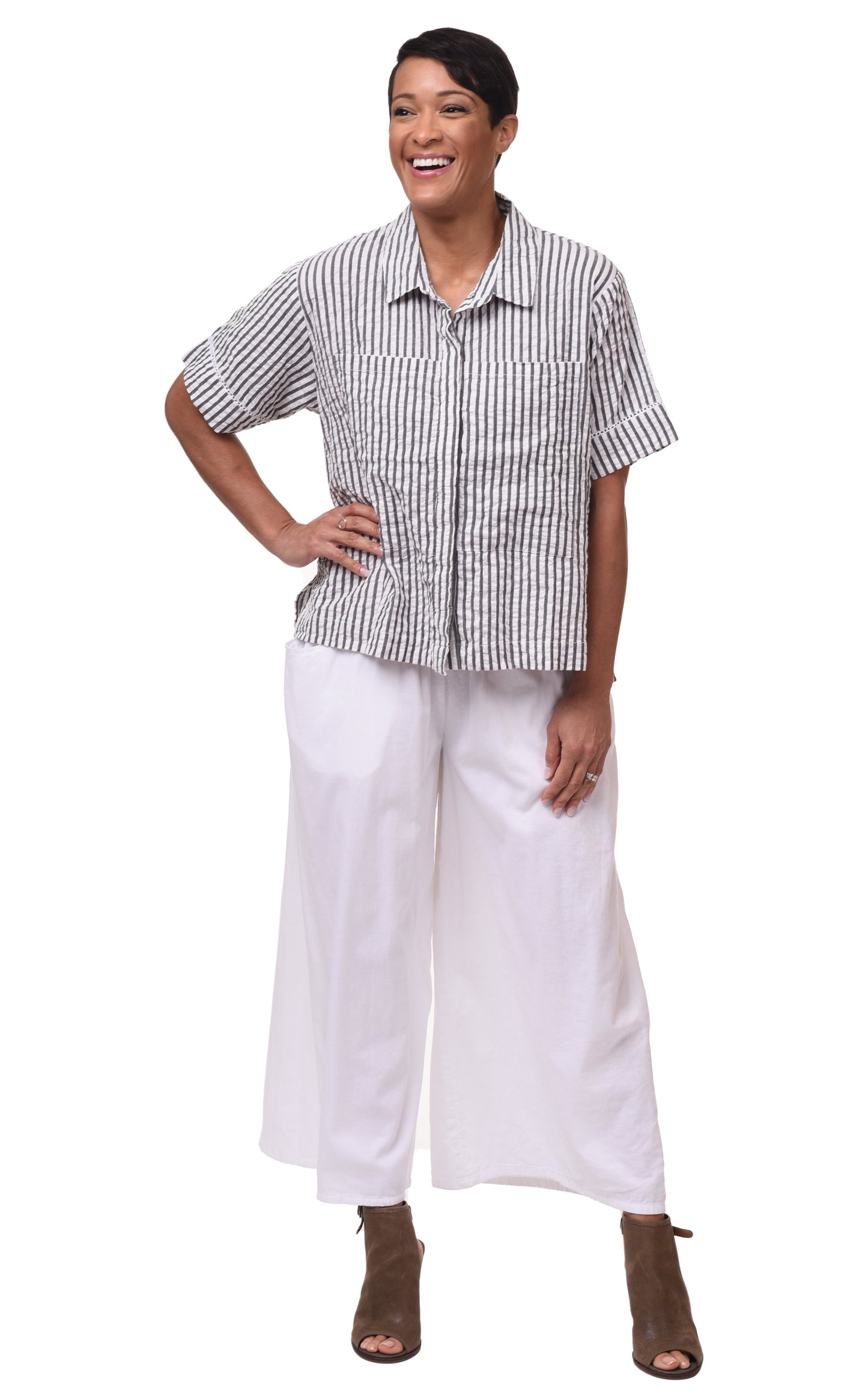 CV115 Palazzo Pant in White