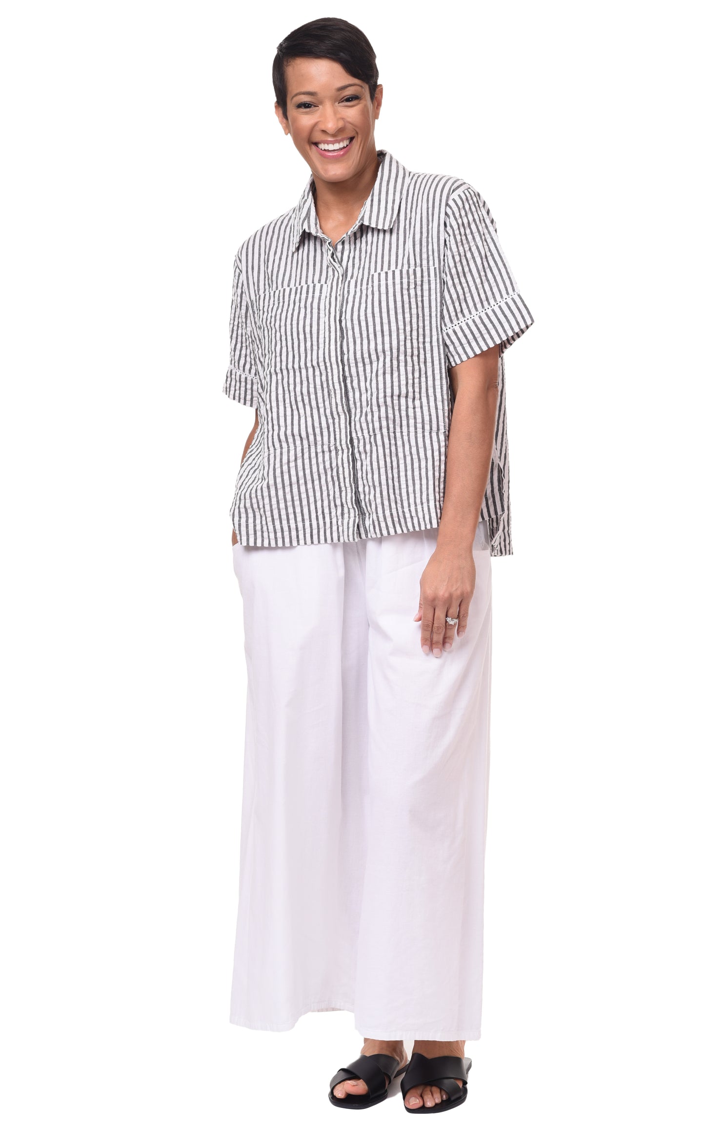 CV115 Palazzo Pant in White