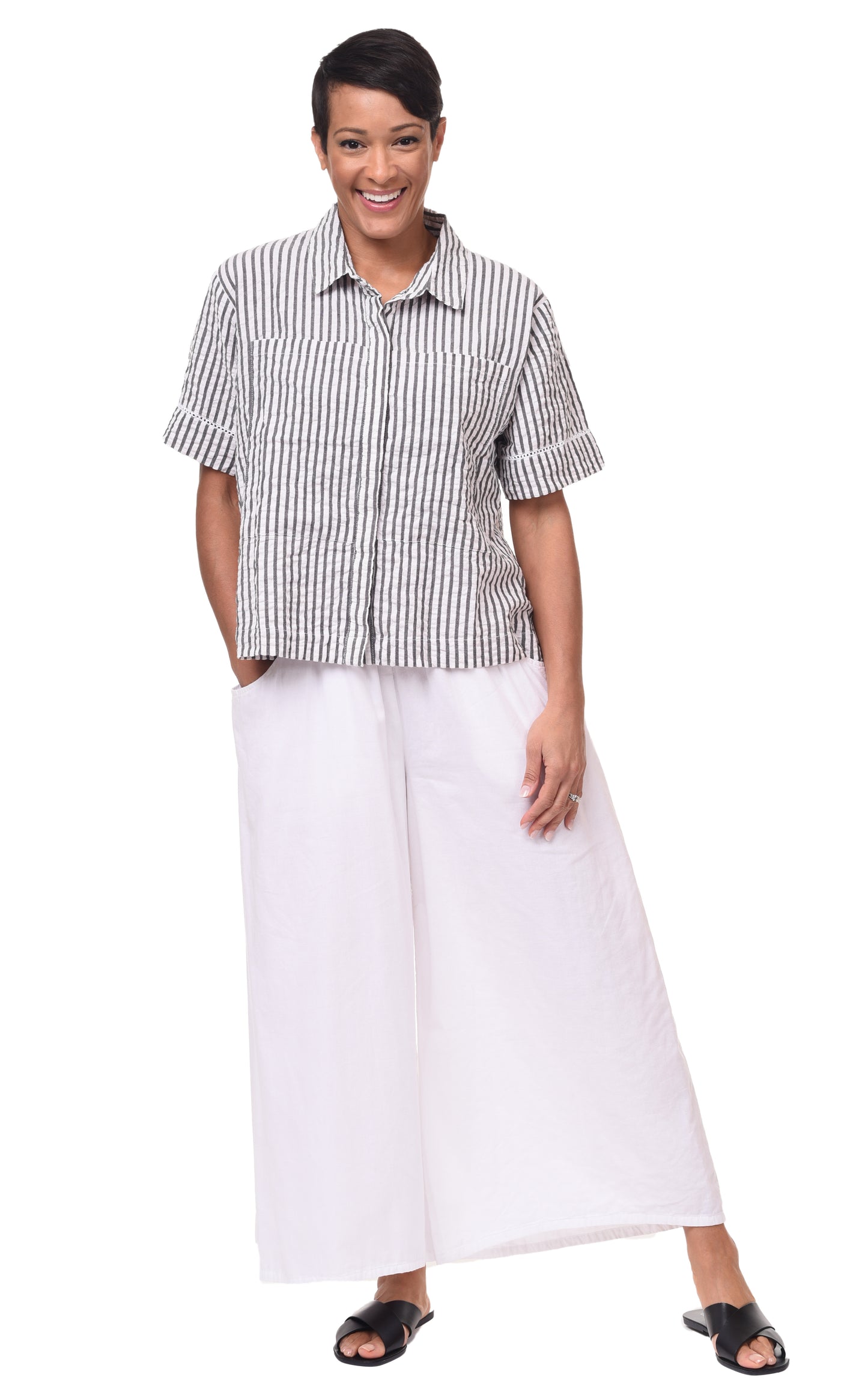 CV115 Palazzo Pant in White