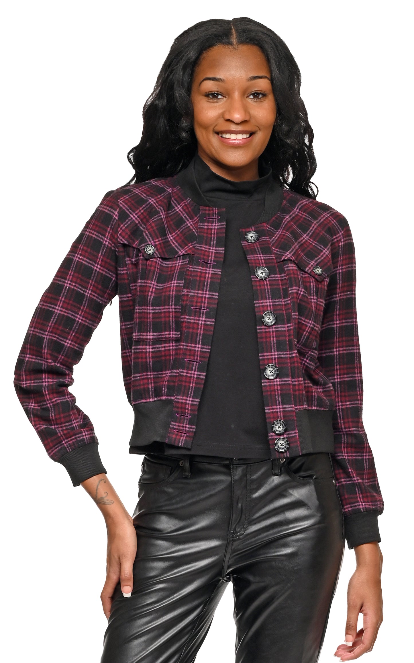 FINAL SALE CV1226 Bobbi Bomber Jacket in Oslo Flannel*