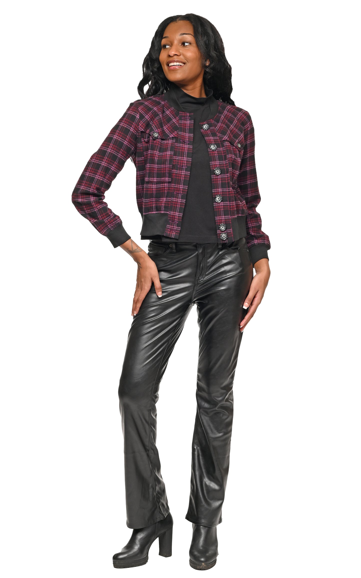 FINAL SALE CV1226 Bobbi Bomber Jacket in Oslo Flannel*