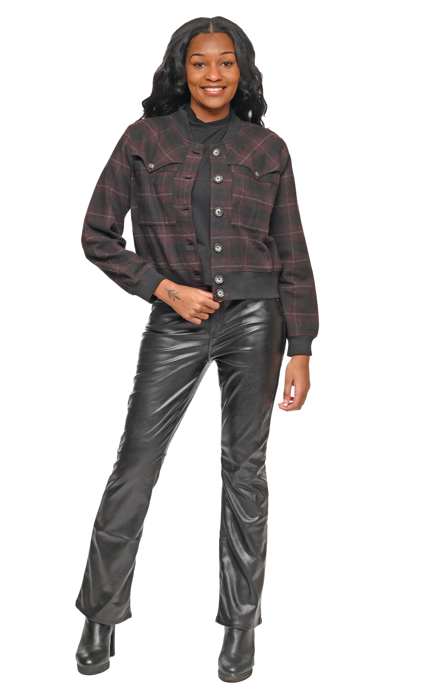 FINAL SALE CV1226 Bobbi Bomber Jacket in Stockholm Flannel*