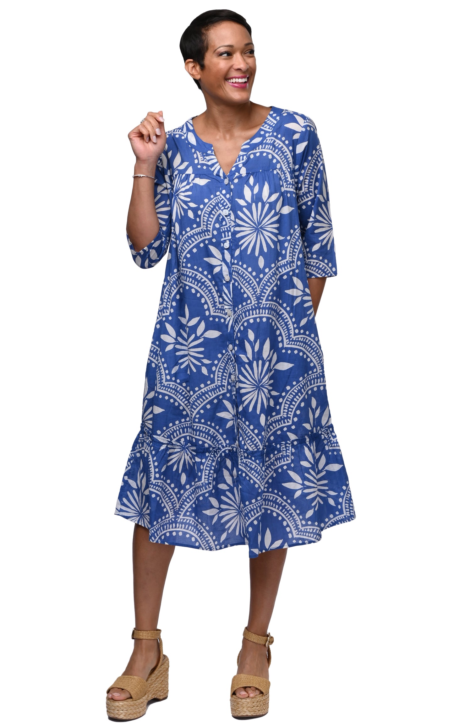 CV1253 Jasmine Dress in Delft Mosaic*