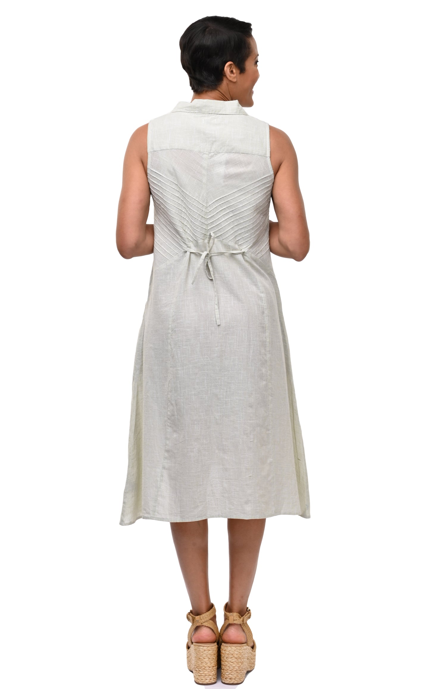 CV1254 Denise Dress in Sage Mini Check*