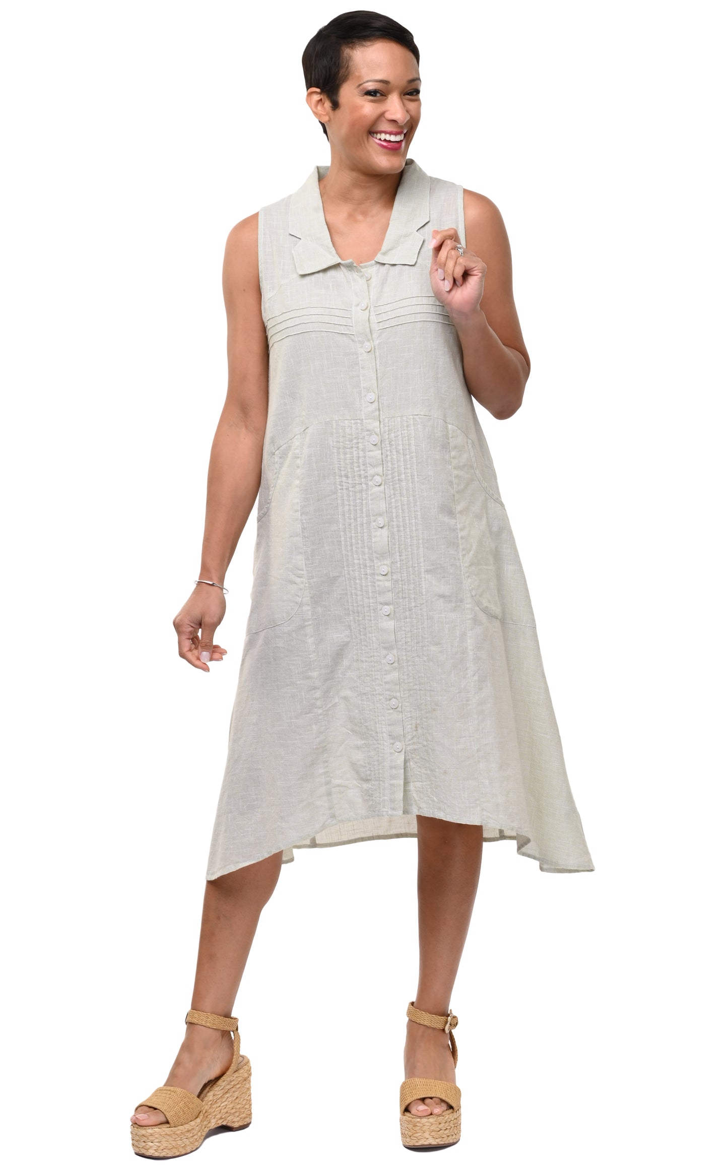 CV1254 Denise Dress in Sage Mini Check*