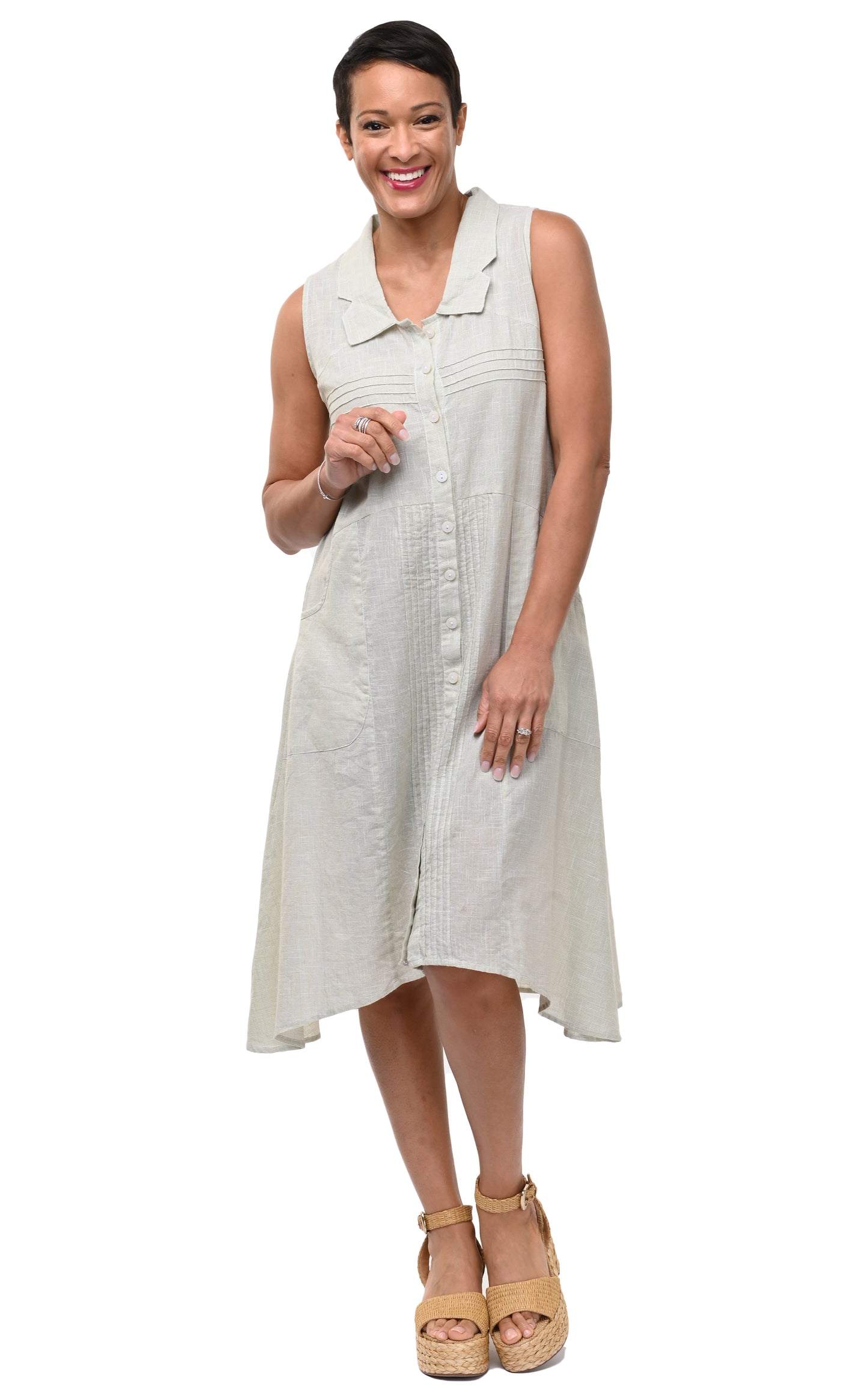 CV1254 Denise Dress in Sage Mini Check*