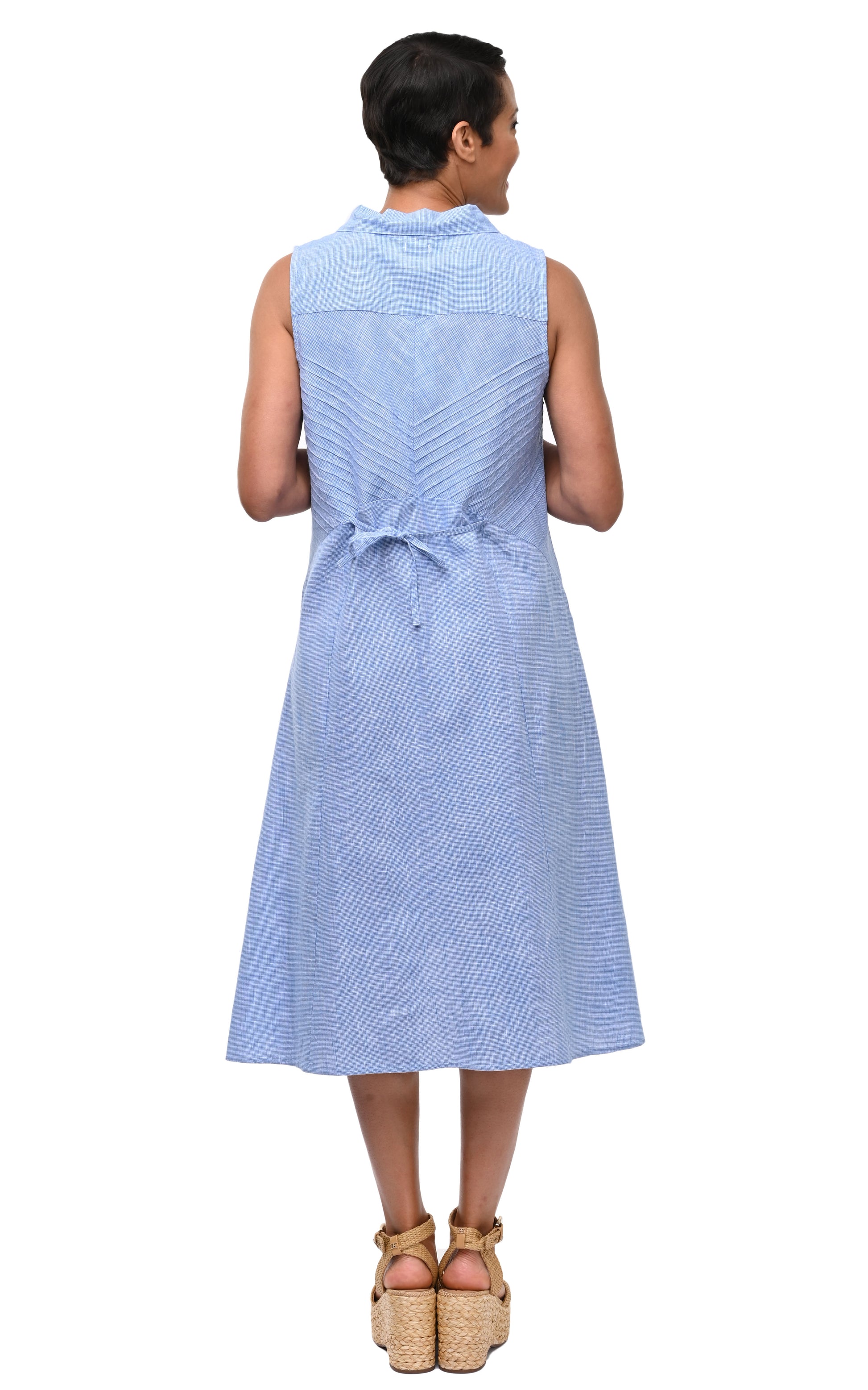 FINAL SALE CV1254 Denise Dress in Blue Mini Check* S