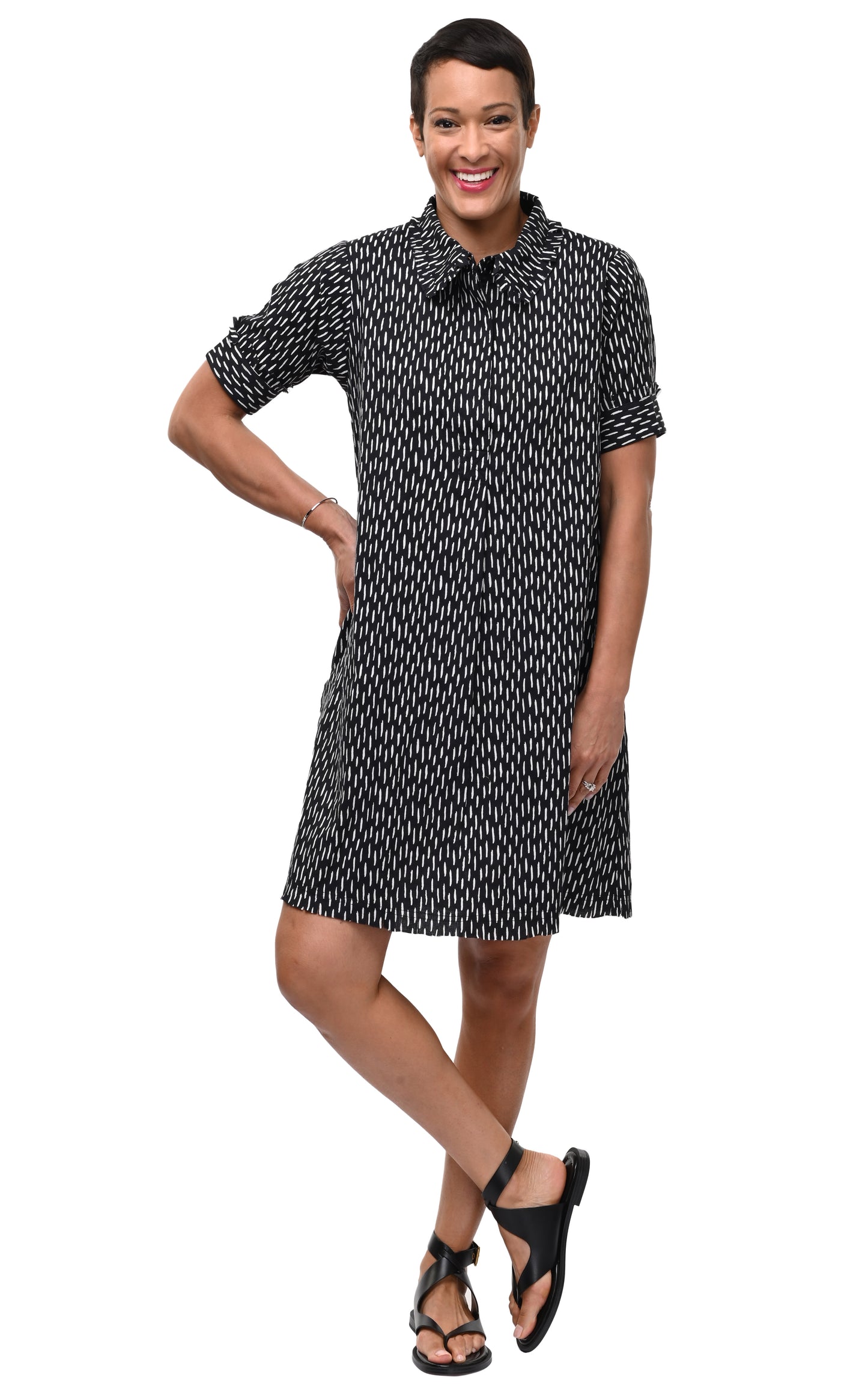 FINAL SALE CV1258 Katie Dress in Dashed Lines