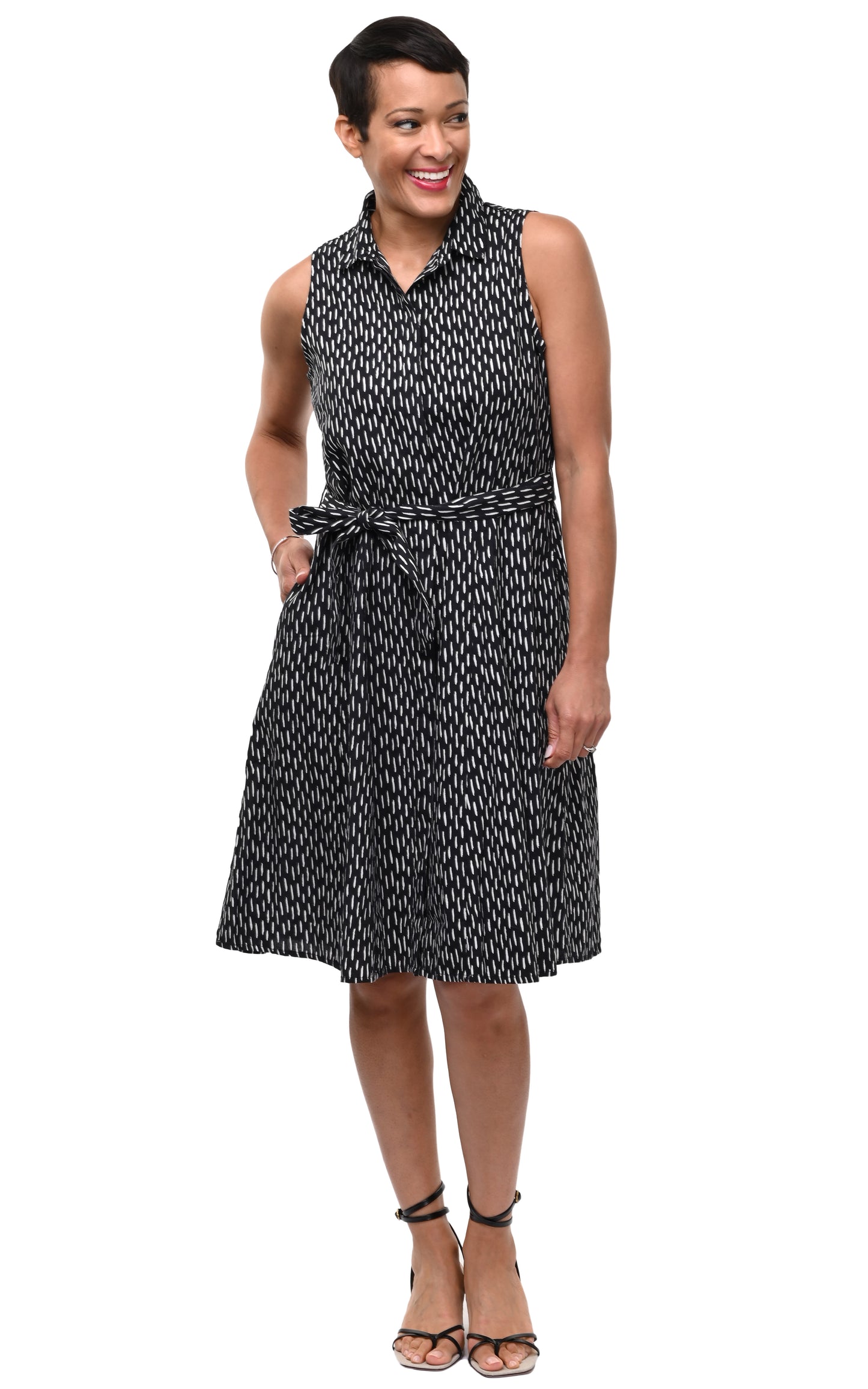 CV1260 Christine Dress in Dashed Lines