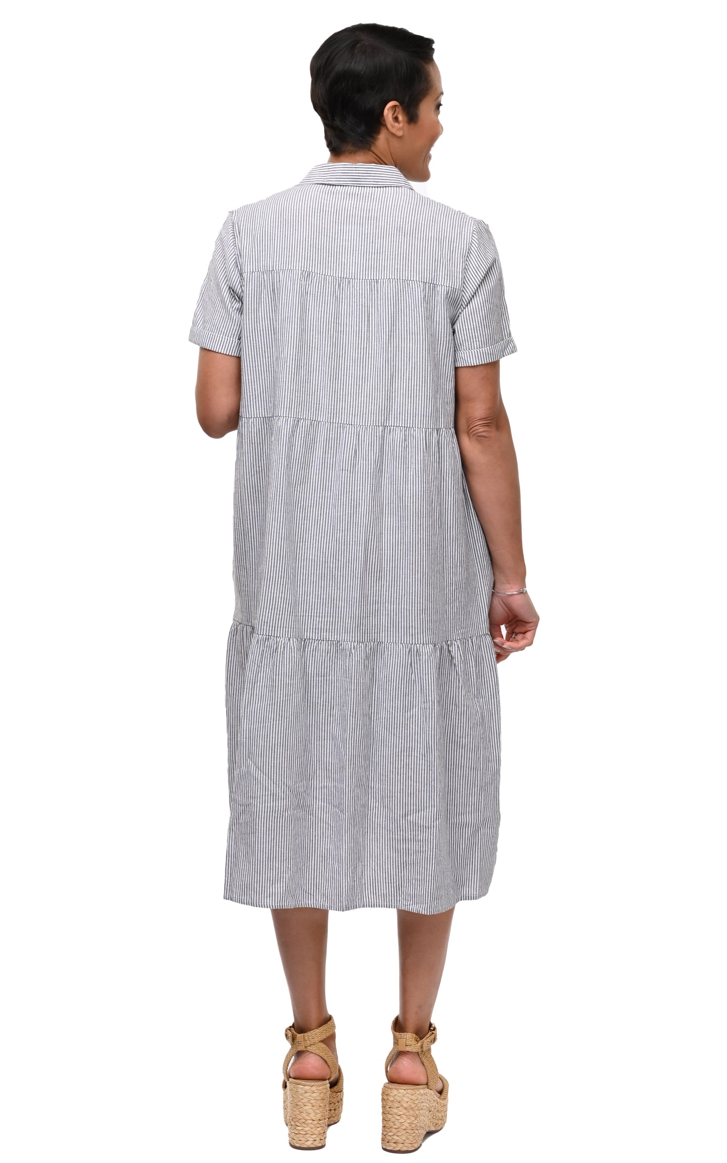 CV1264 Ramona Dress in Ticking Stripe