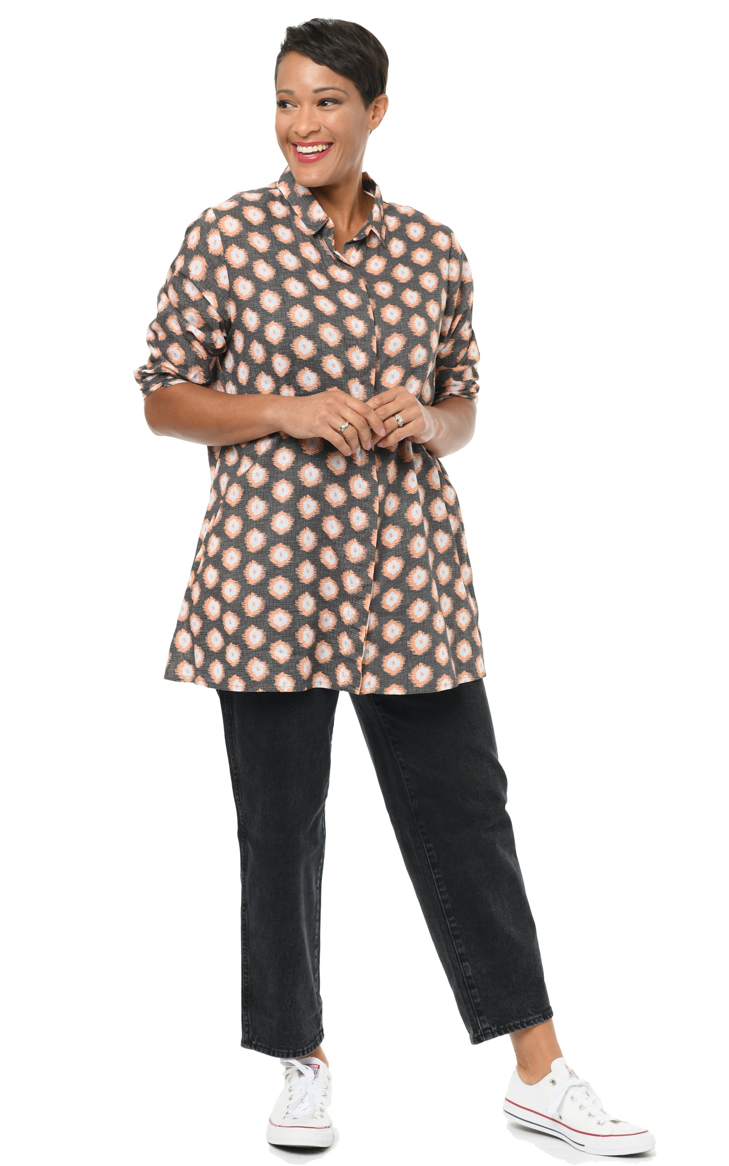 FINAL SALE CV133 Logan Button Down in Apricot Gypsy*