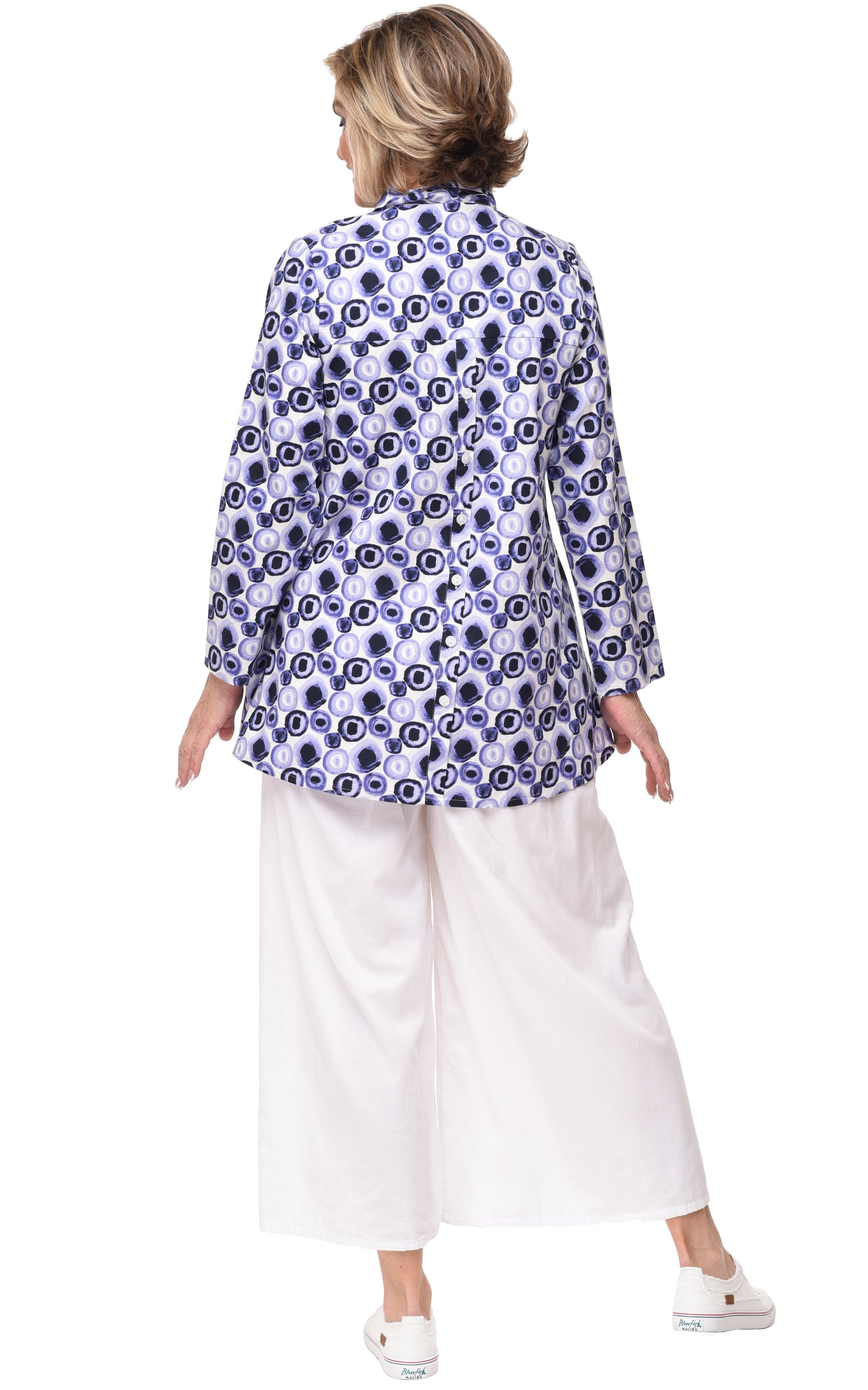 FINAL SALE CV133 Logan Button Down in Iris Poppers*