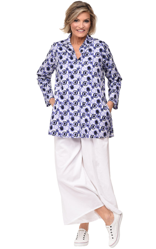 FINAL SALE CV133 Logan Button Down in Iris Poppers*