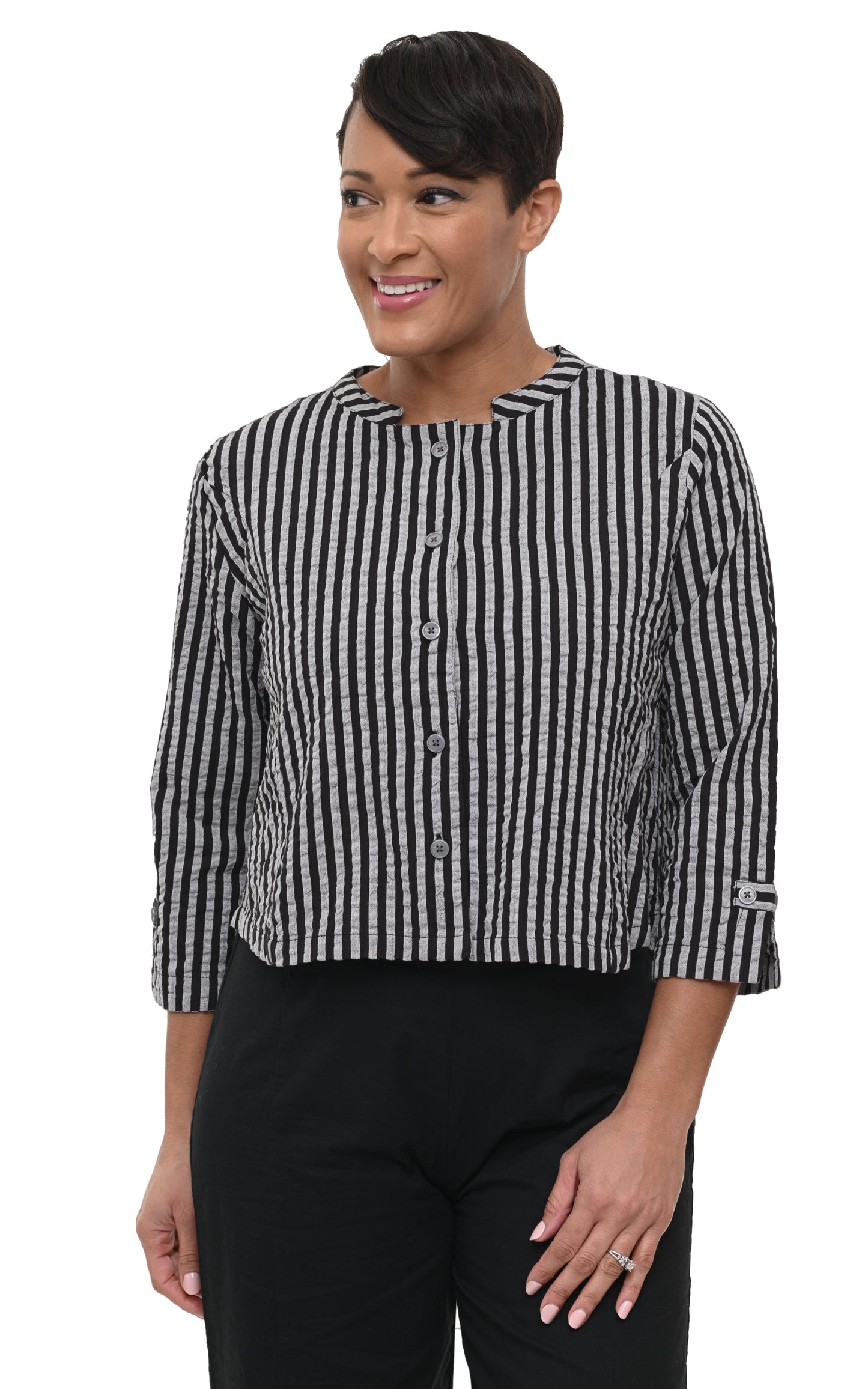 FINAL SALE CV13 Dakota Jacket Top in Harrison Seersucker*