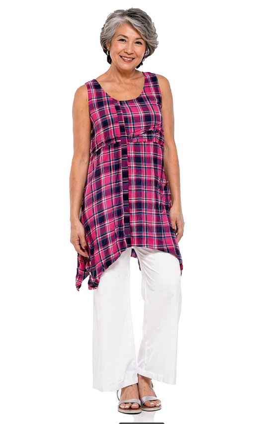 FINAL SALE CV144 Libby Tank in Azalea Plaid*