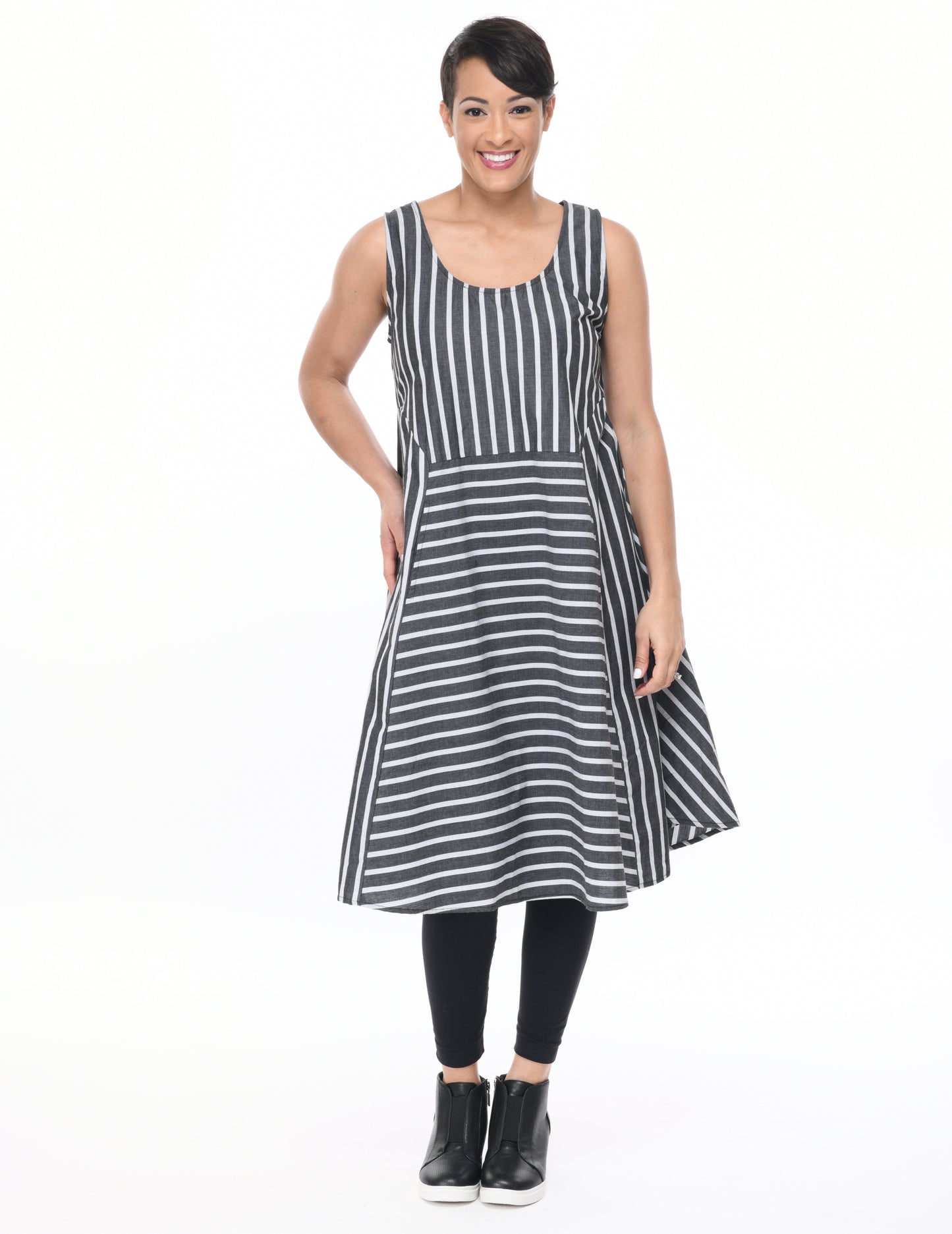 FINAL SALE CV289 Fleetwood Dress in Rothschild Stripe*