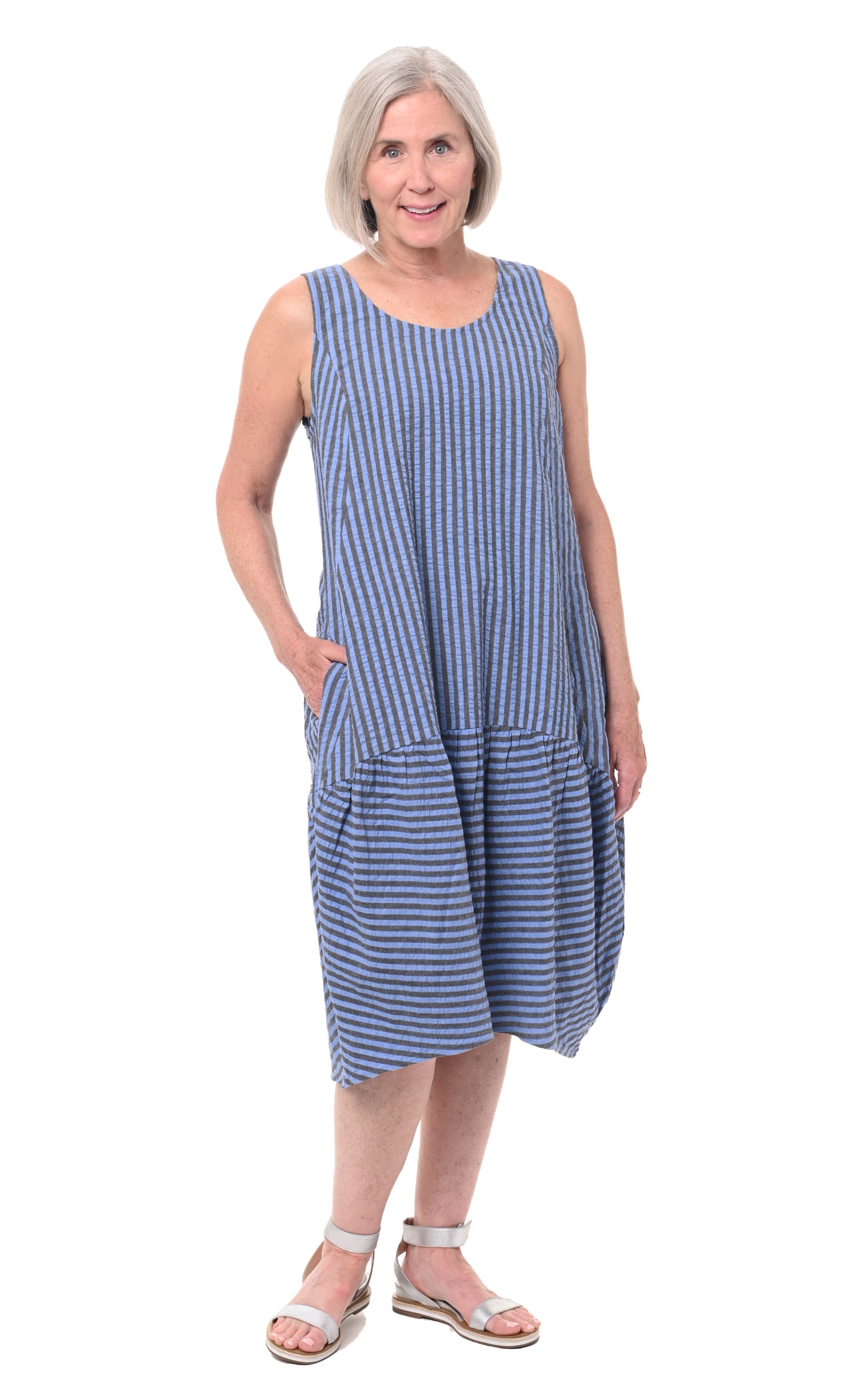 FINAL SALE CV316 Sirena Dress in Doyle Seersucker Stripe*