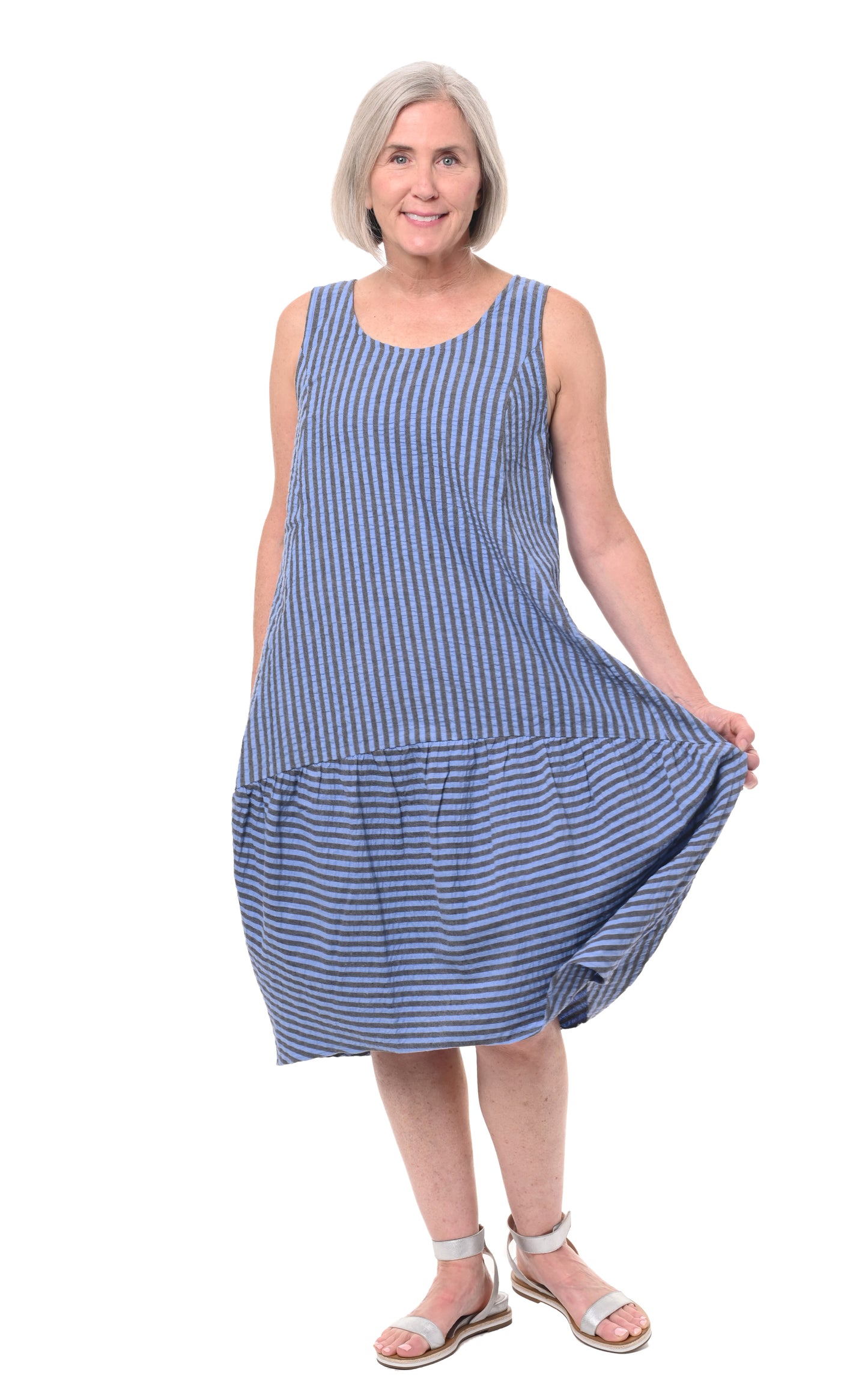 FINAL SALE CV316 Sirena Dress in Doyle Seersucker Stripe*