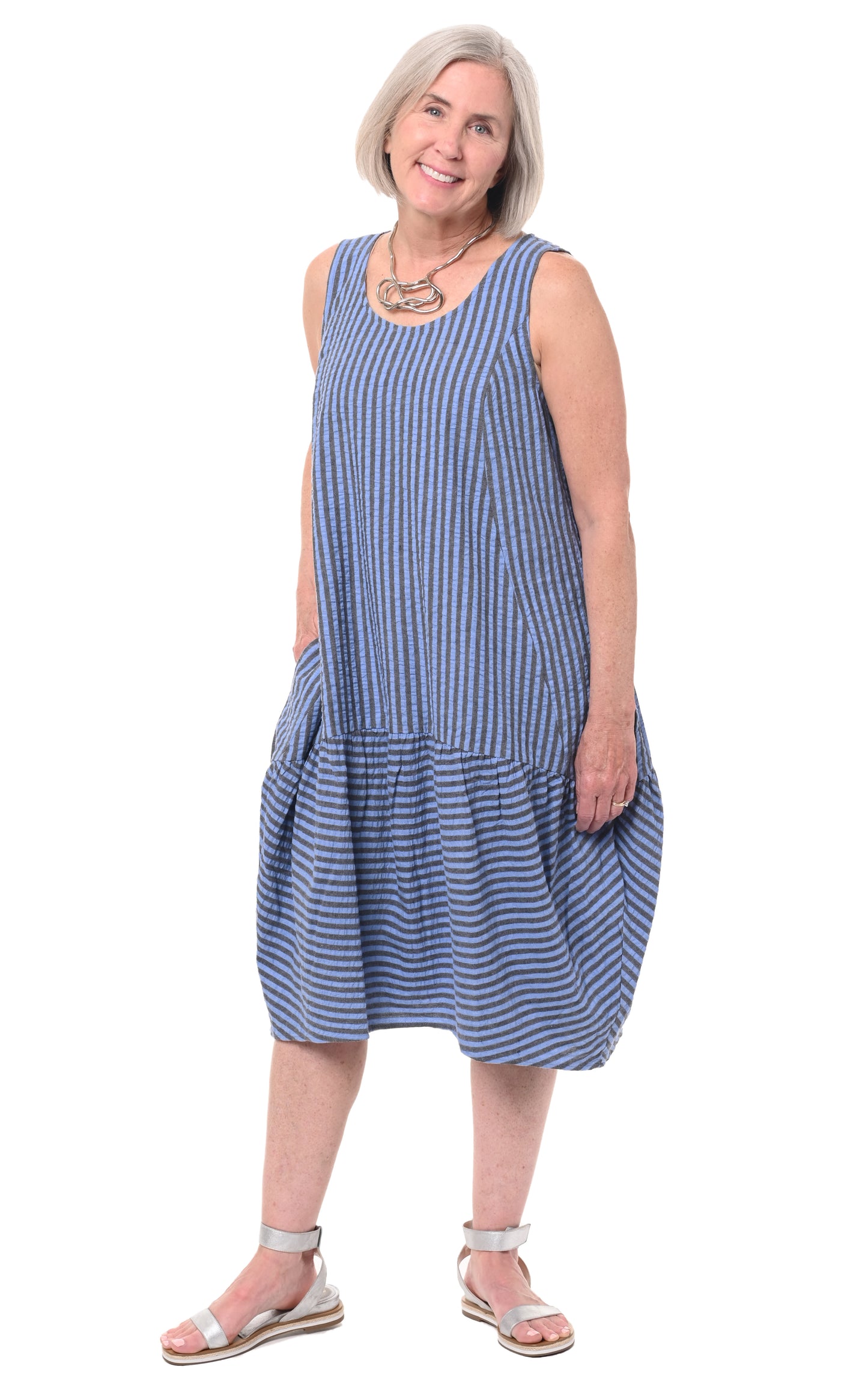 FINAL SALE CV316 Sirena Dress in Doyle Seersucker Stripe*