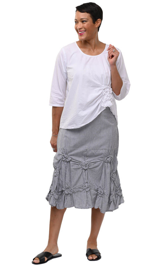 CV378 Millie Skirt in Ticking Stripe*