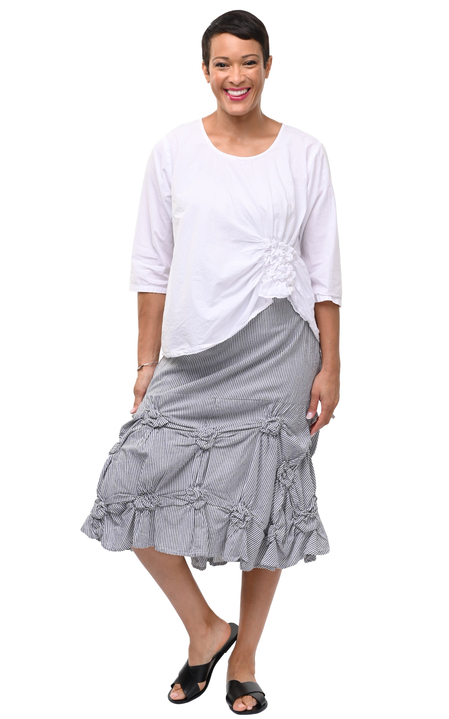 CV378 Millie Skirt in Ticking Stripe*