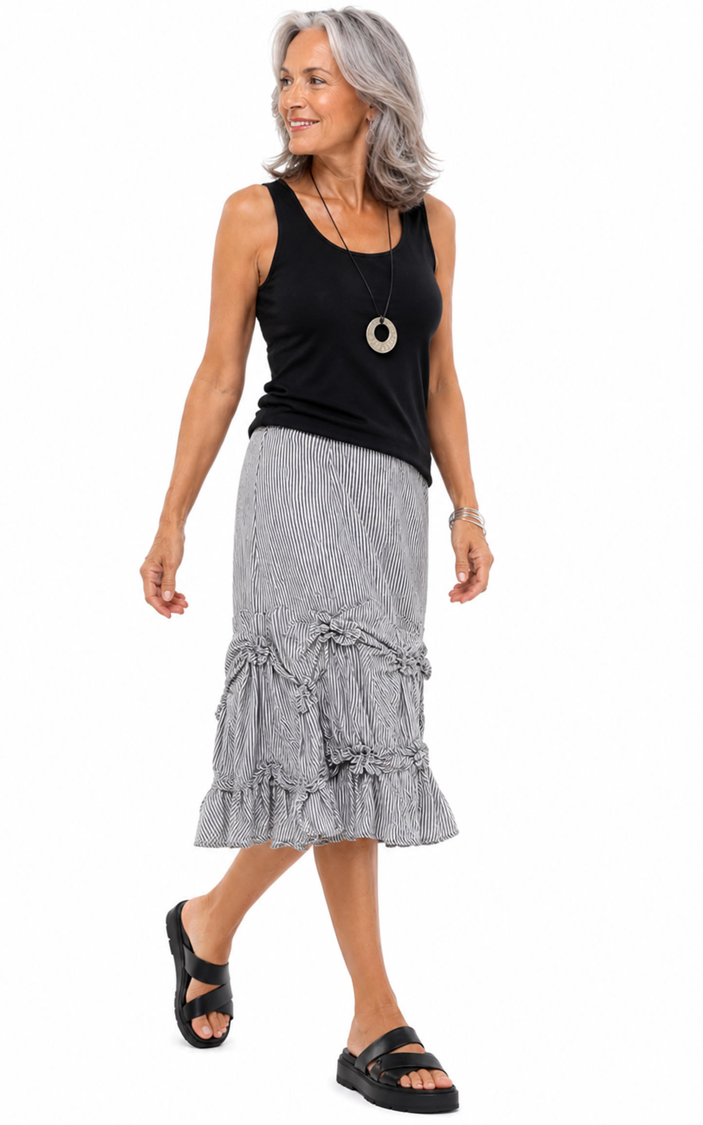 CV378 Millie Skirt in Ticking Stripe*