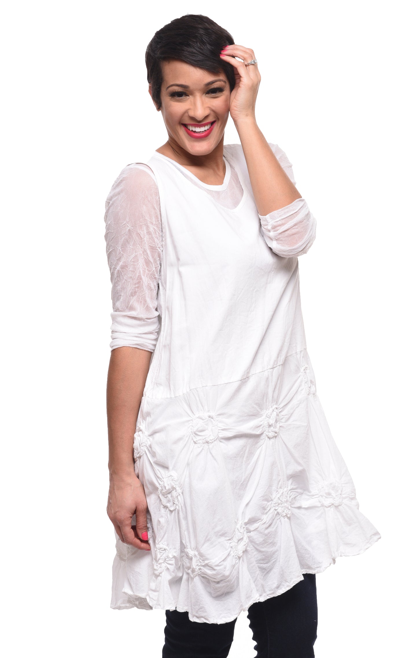 Mesh Tee in White