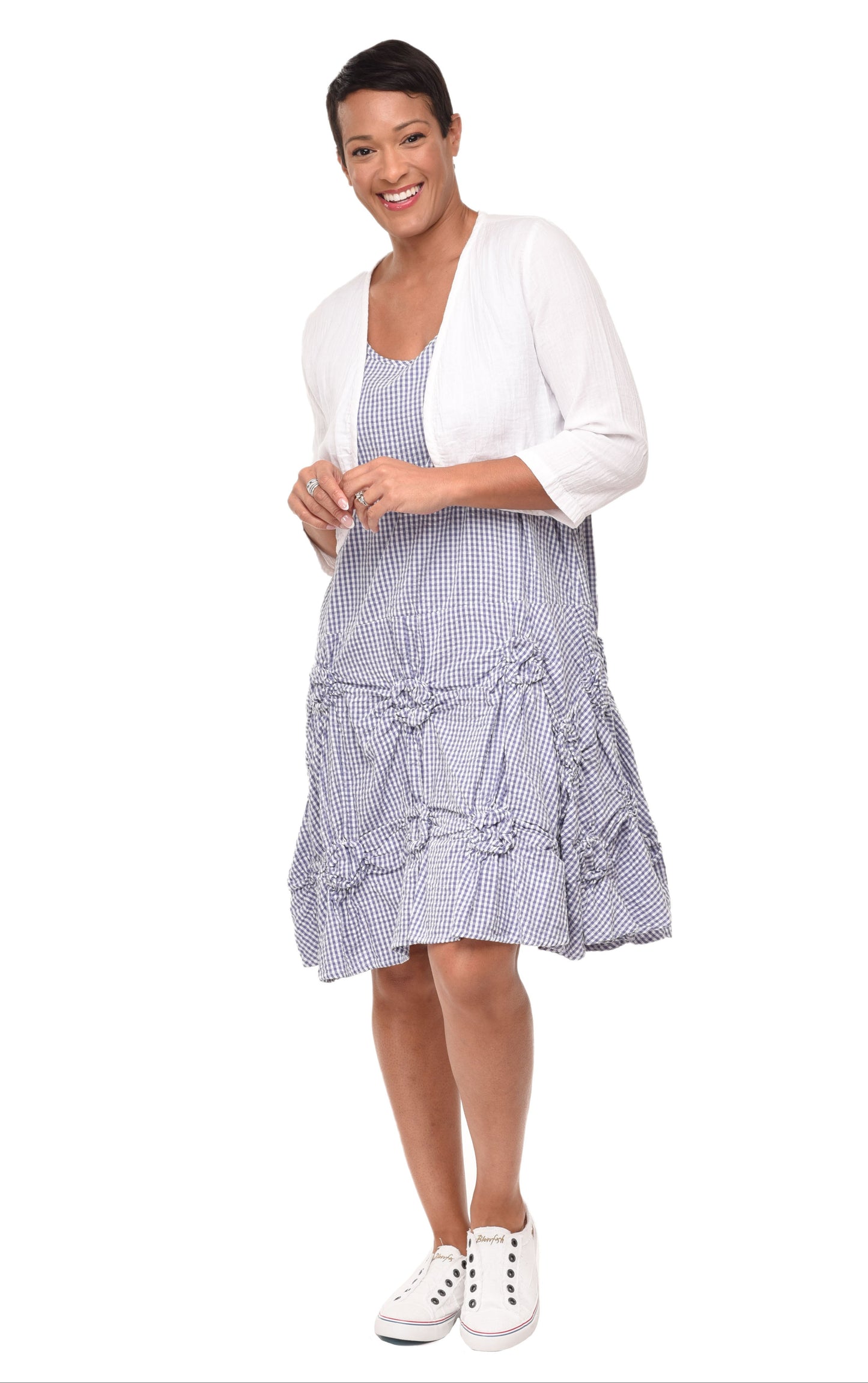 CV379 Matilda Dress in Little Peri Check*