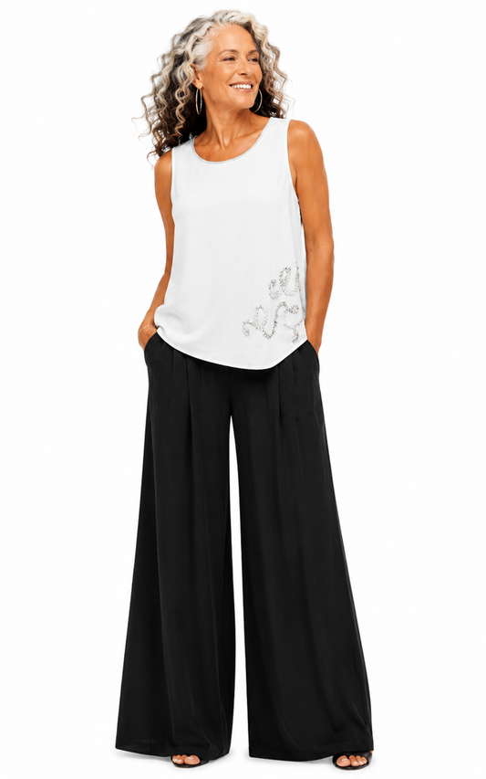 FINAL SALE CV535 Eileen Pullover in White/Ticking*