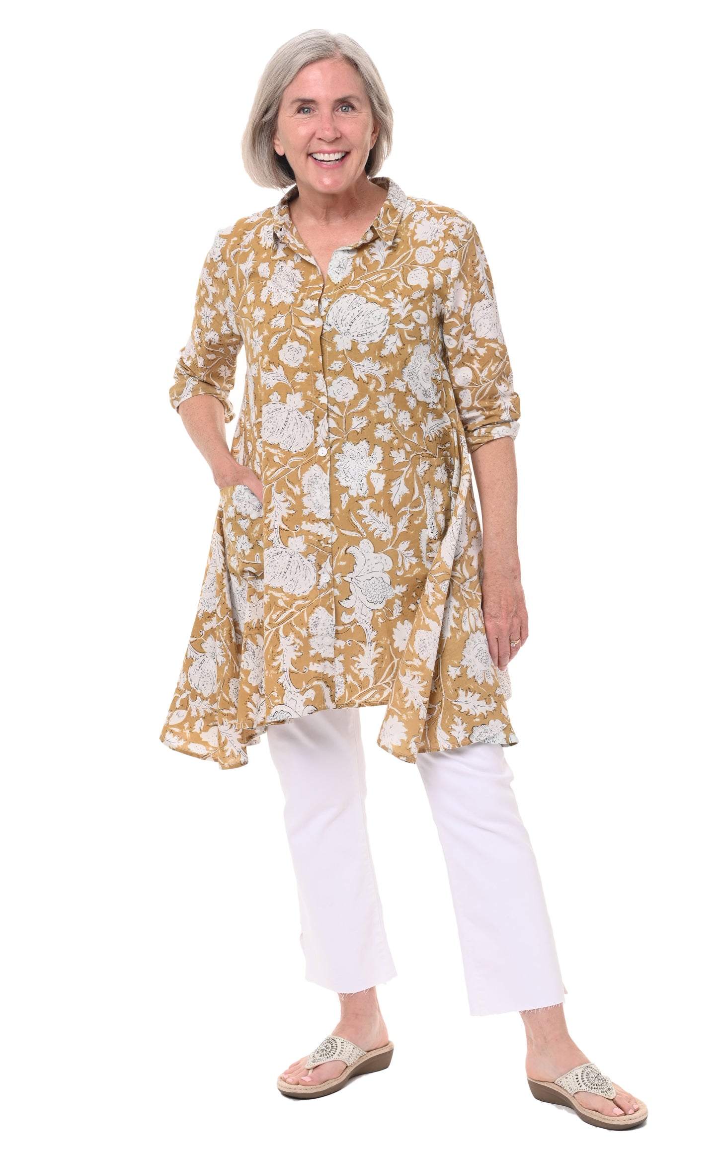 FINAL SALE CV537 Demi Button Down in Anala*