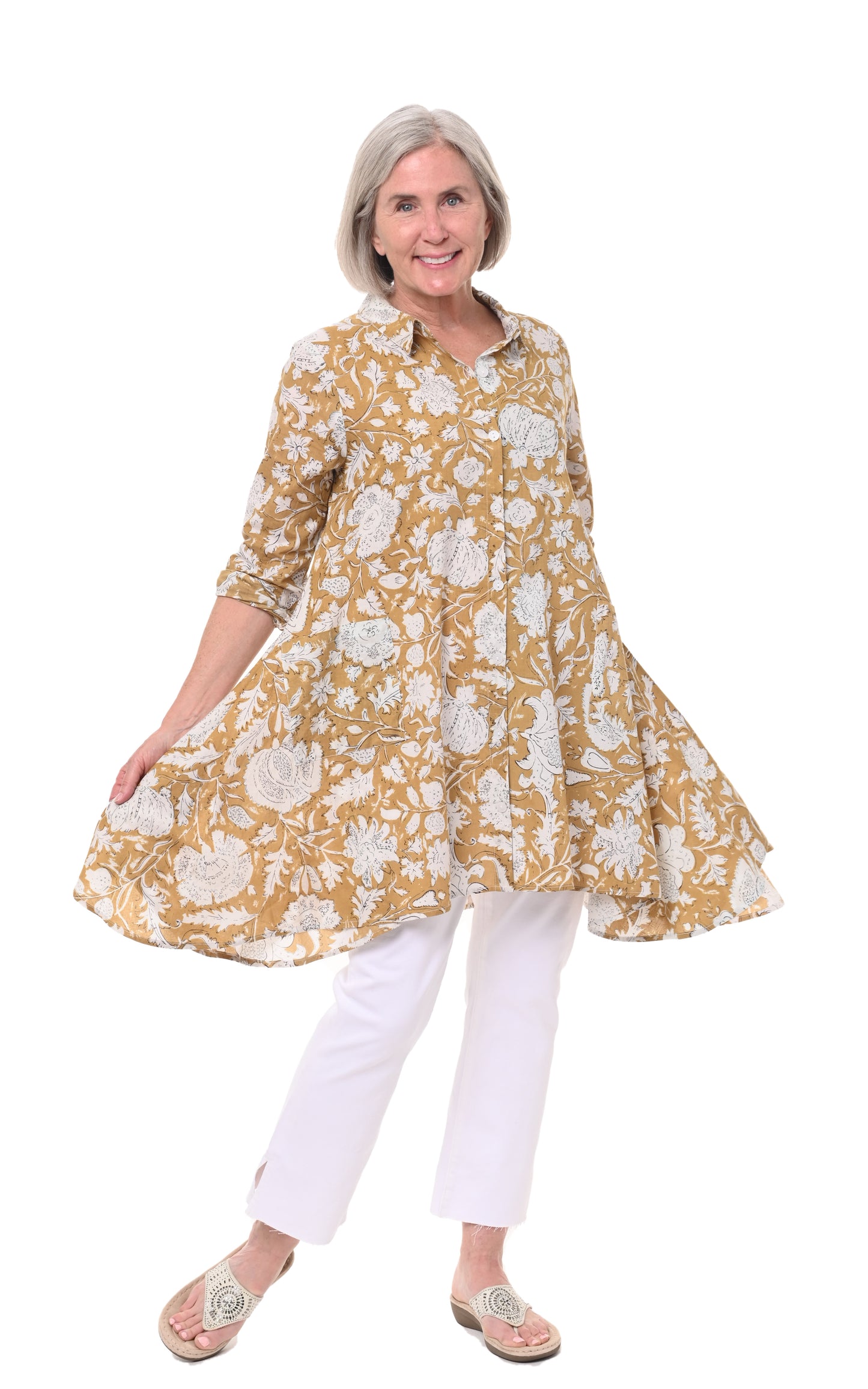 FINAL SALE CV537 Demi Button Down in Anala*