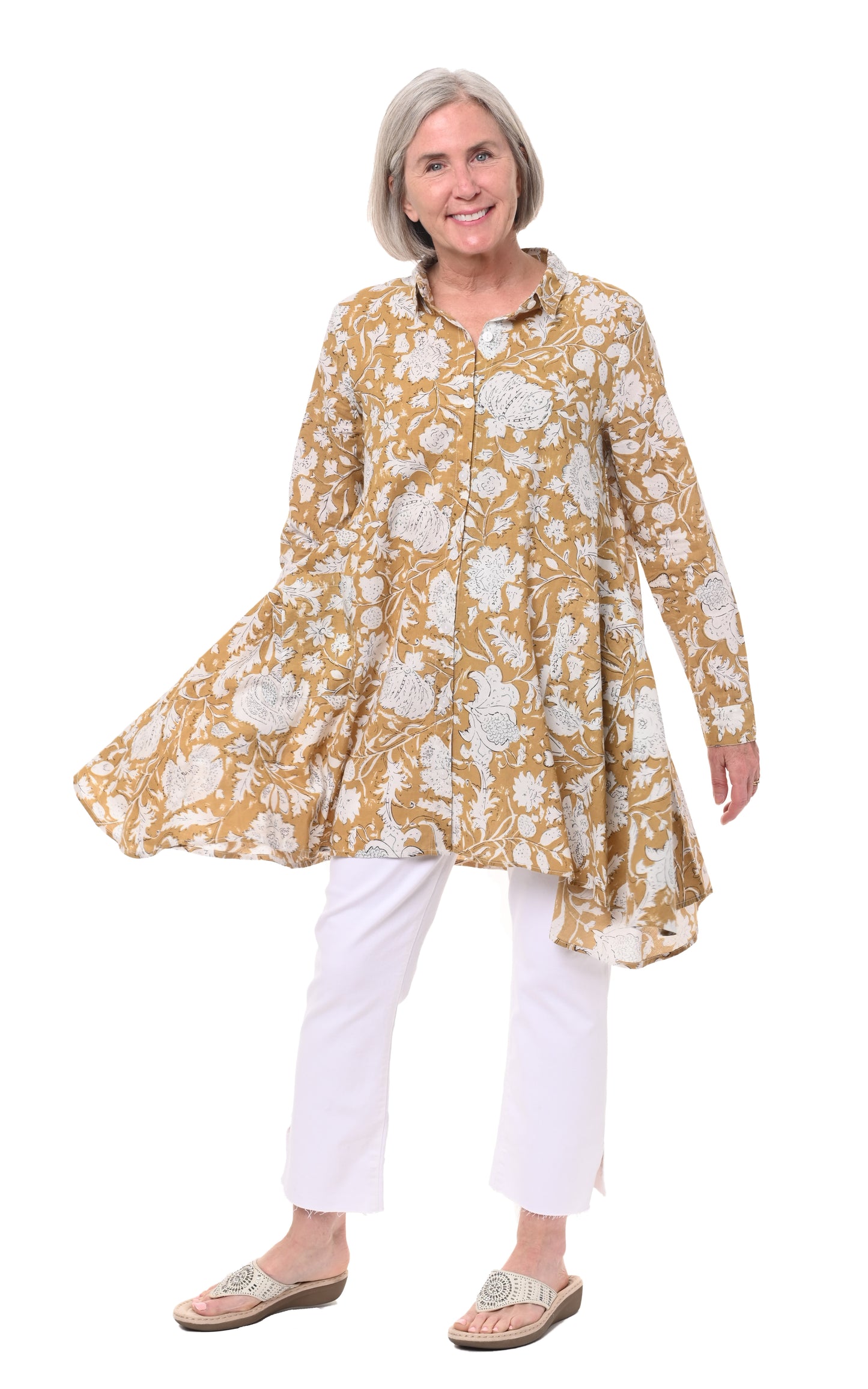 FINAL SALE CV537 Demi Button Down in Anala*
