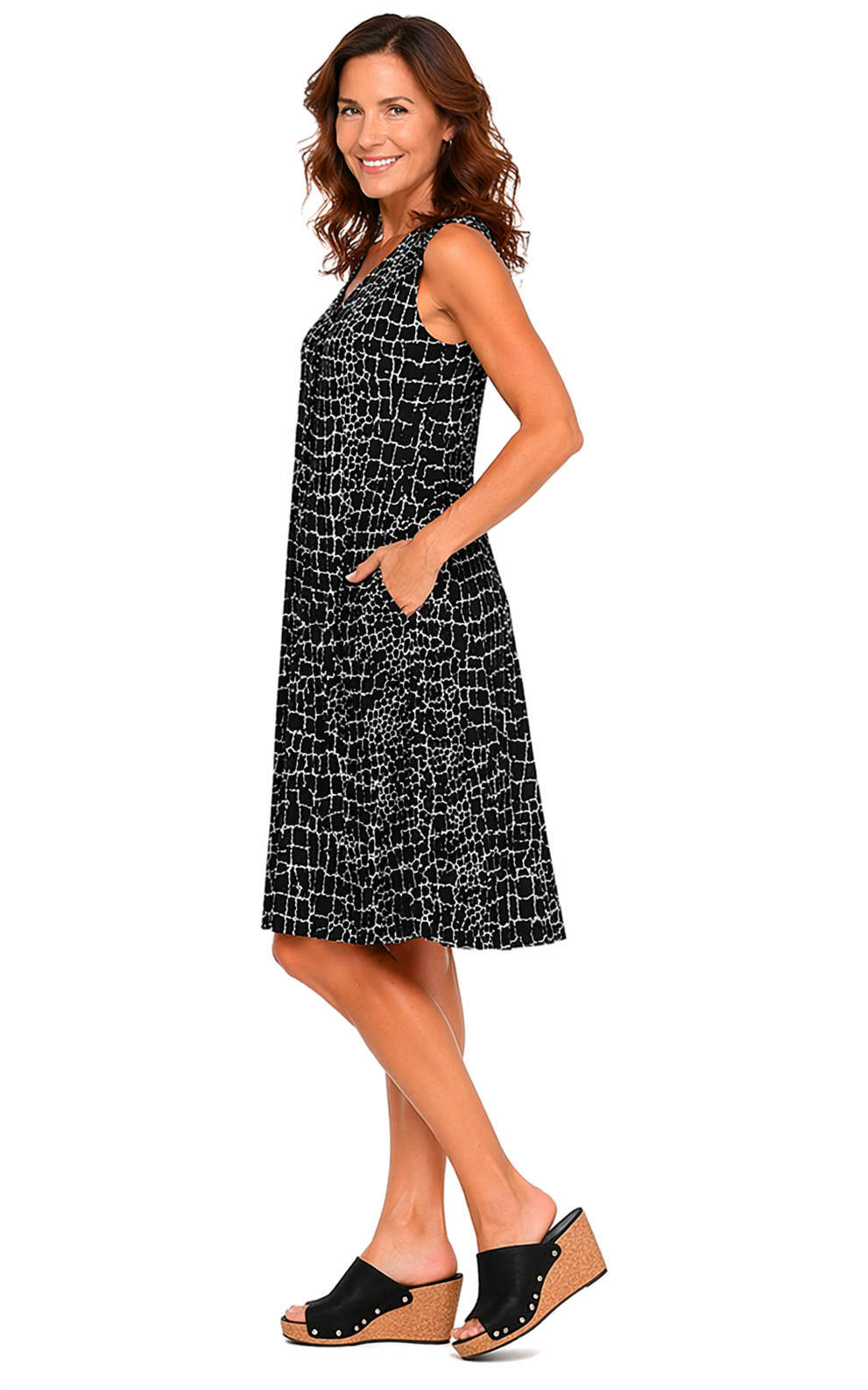 FINAL SALE CV656 Poppie Dress in Black Crocodile*
