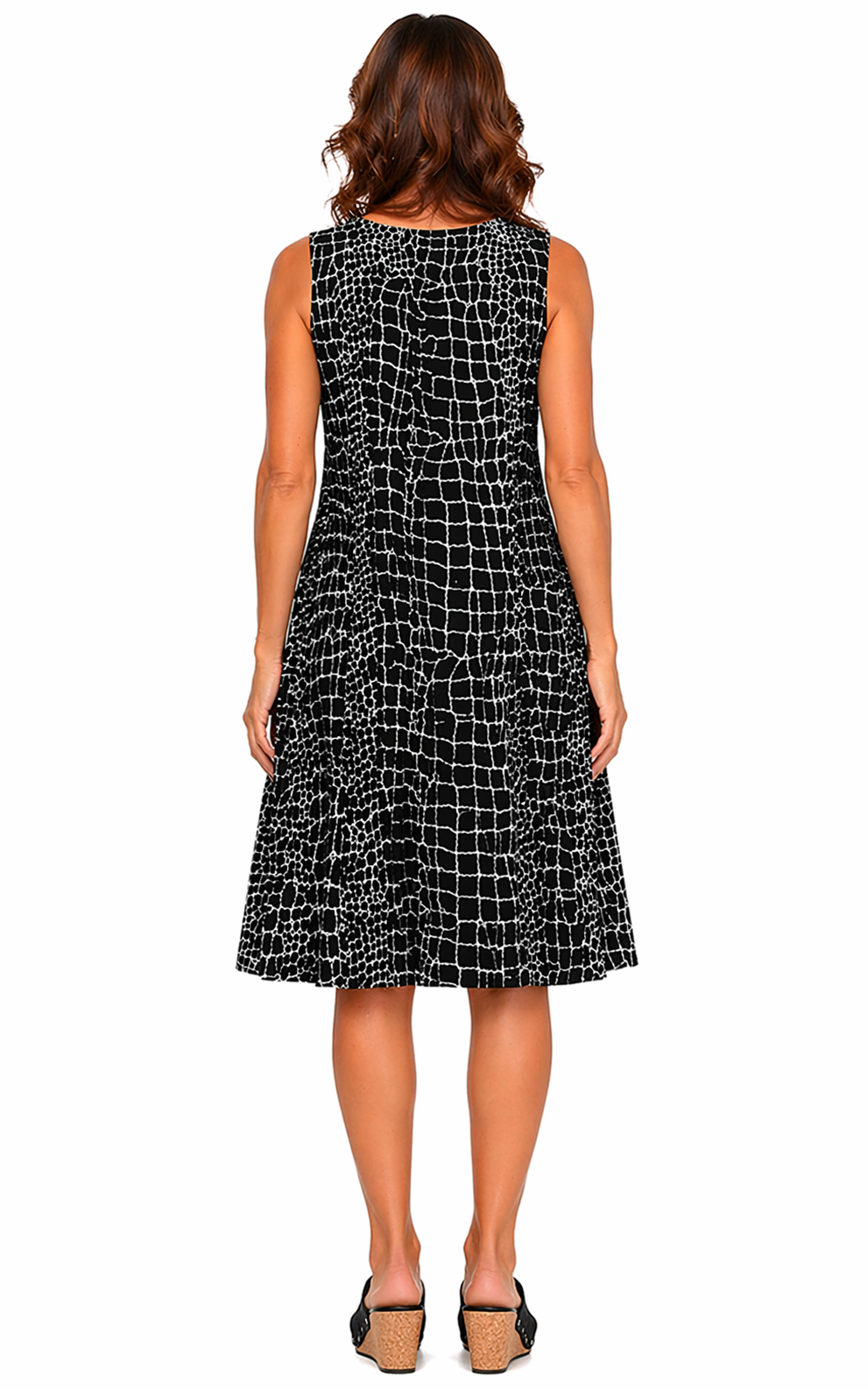 FINAL SALE CV656 Poppie Dress in Black Crocodile*