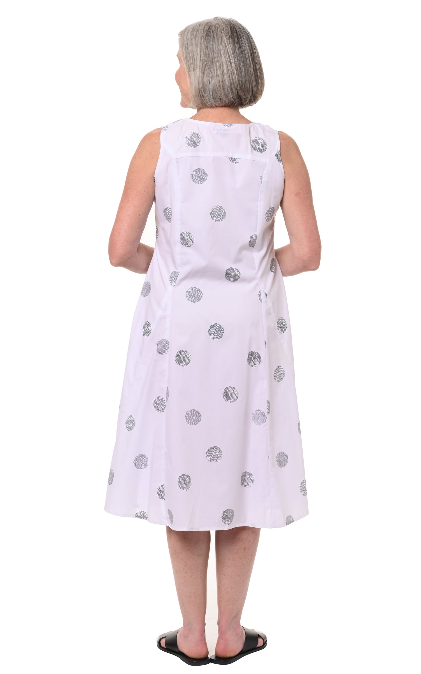 FINAL SALE CV656 Poppie Dress in White Thumbprint