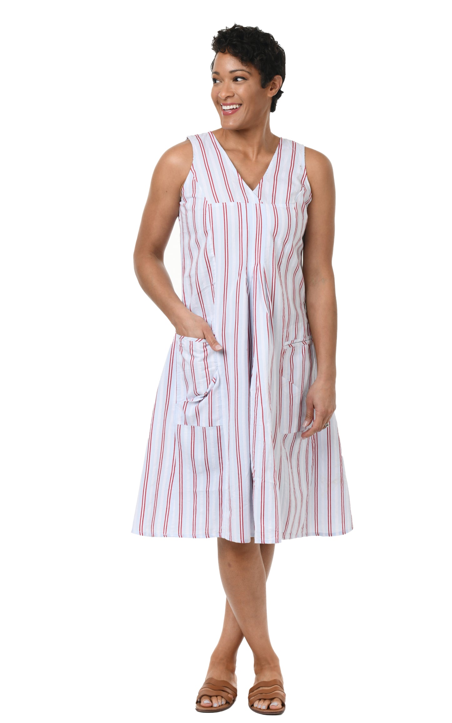 FINAL SALE CV656 Poppie Dress in Whitman Stripe*