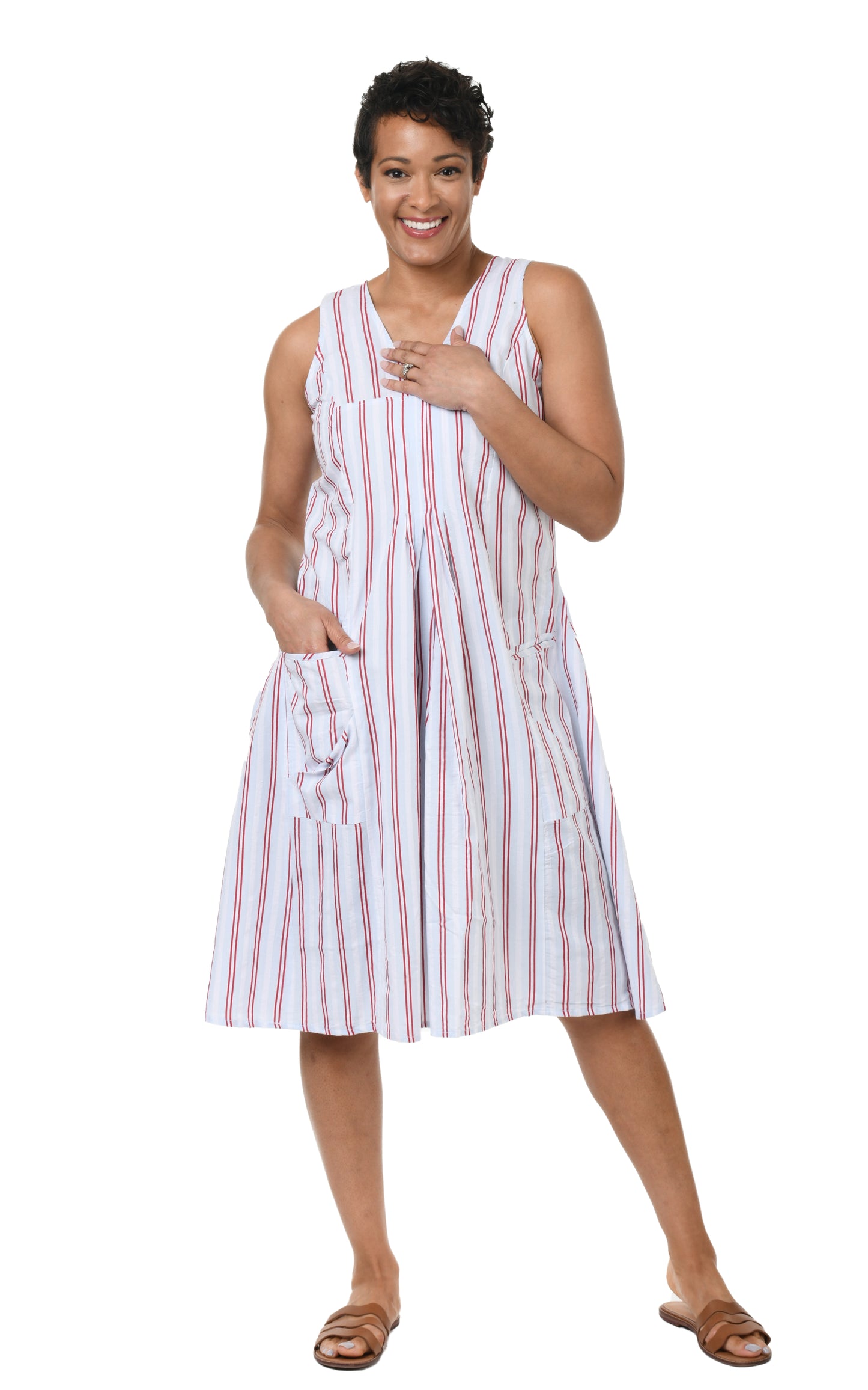FINAL SALE CV656 Poppie Dress in Whitman Stripe*