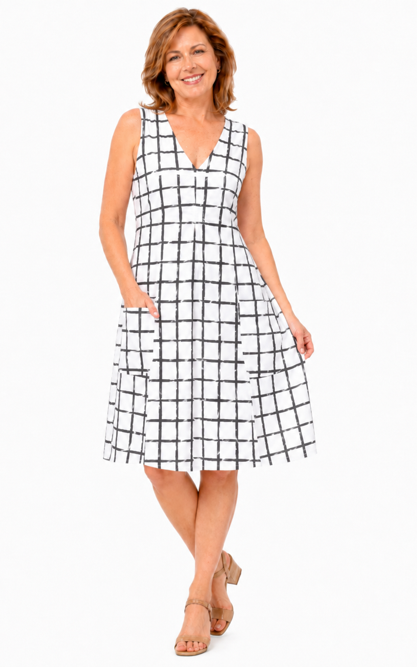 FINAL SALE CV656 Poppie Dress in White Black Dissolve*