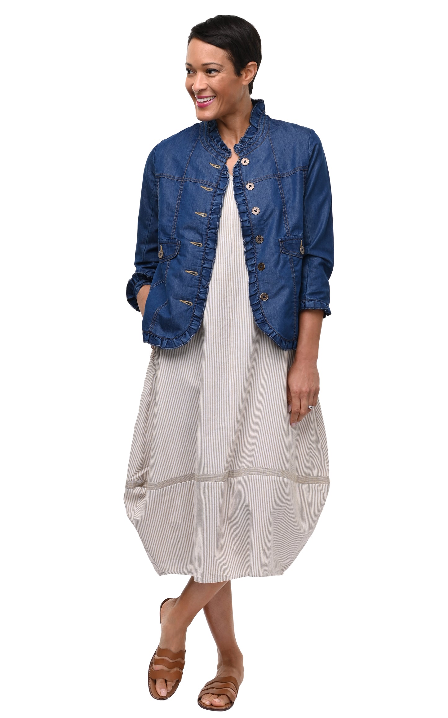D506 Sterling Ruffle Jacket in Stretch Denim*