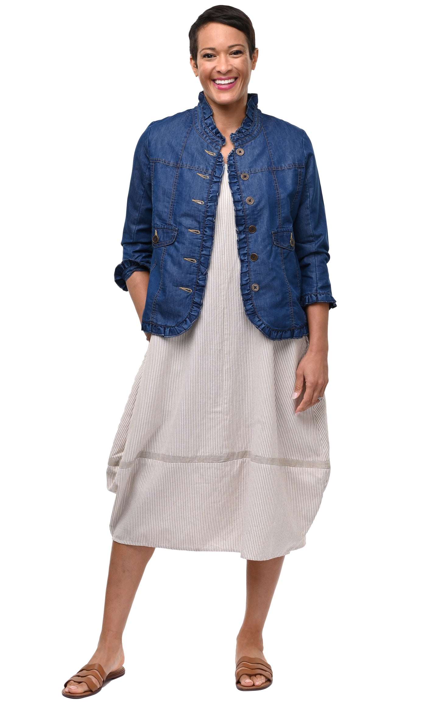 D506 Sterling Ruffle Jacket in Stretch Denim*