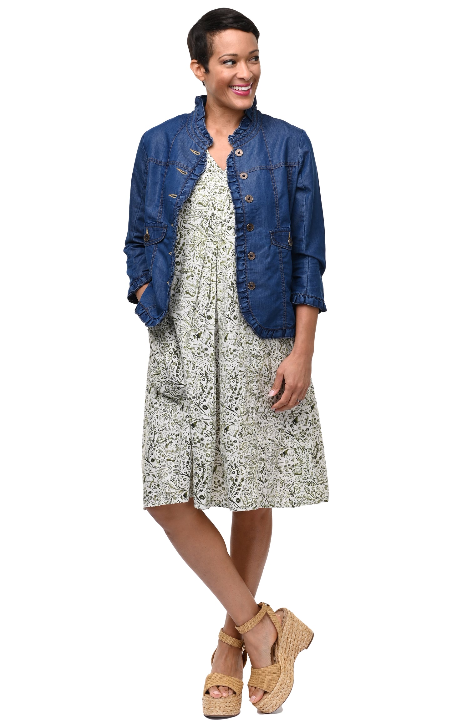 D506 Sterling Ruffle Jacket in Stretch Denim*