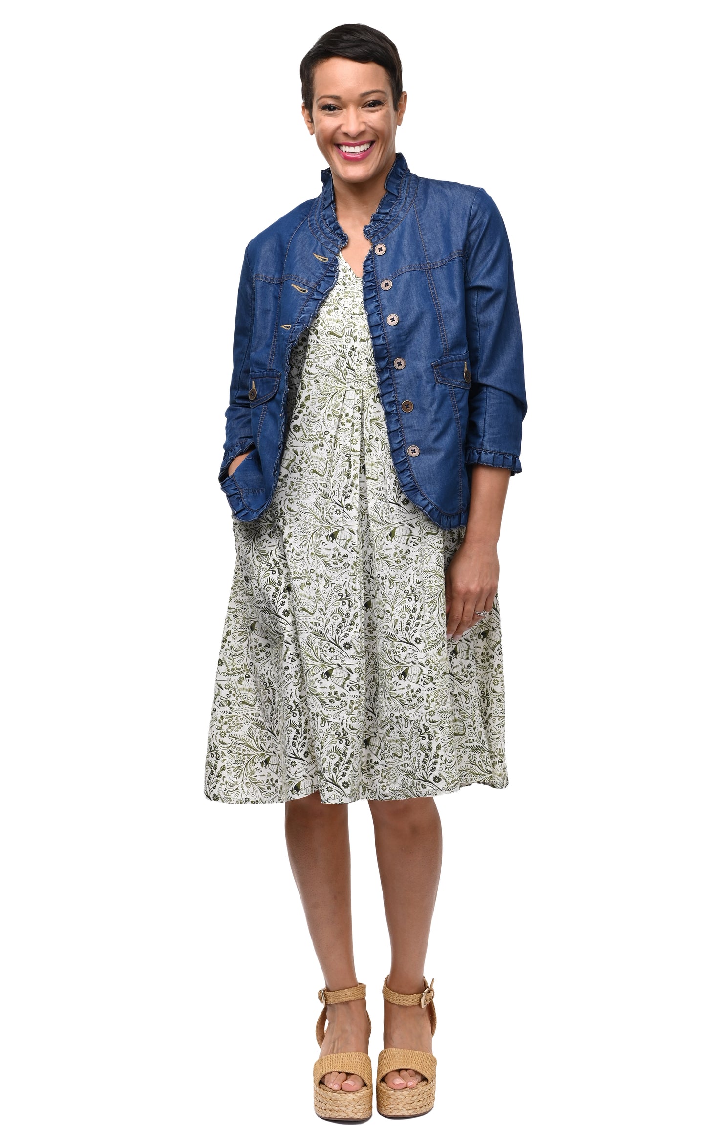 FINAL SALE D506 Sterling Ruffle Jacket in Denim*