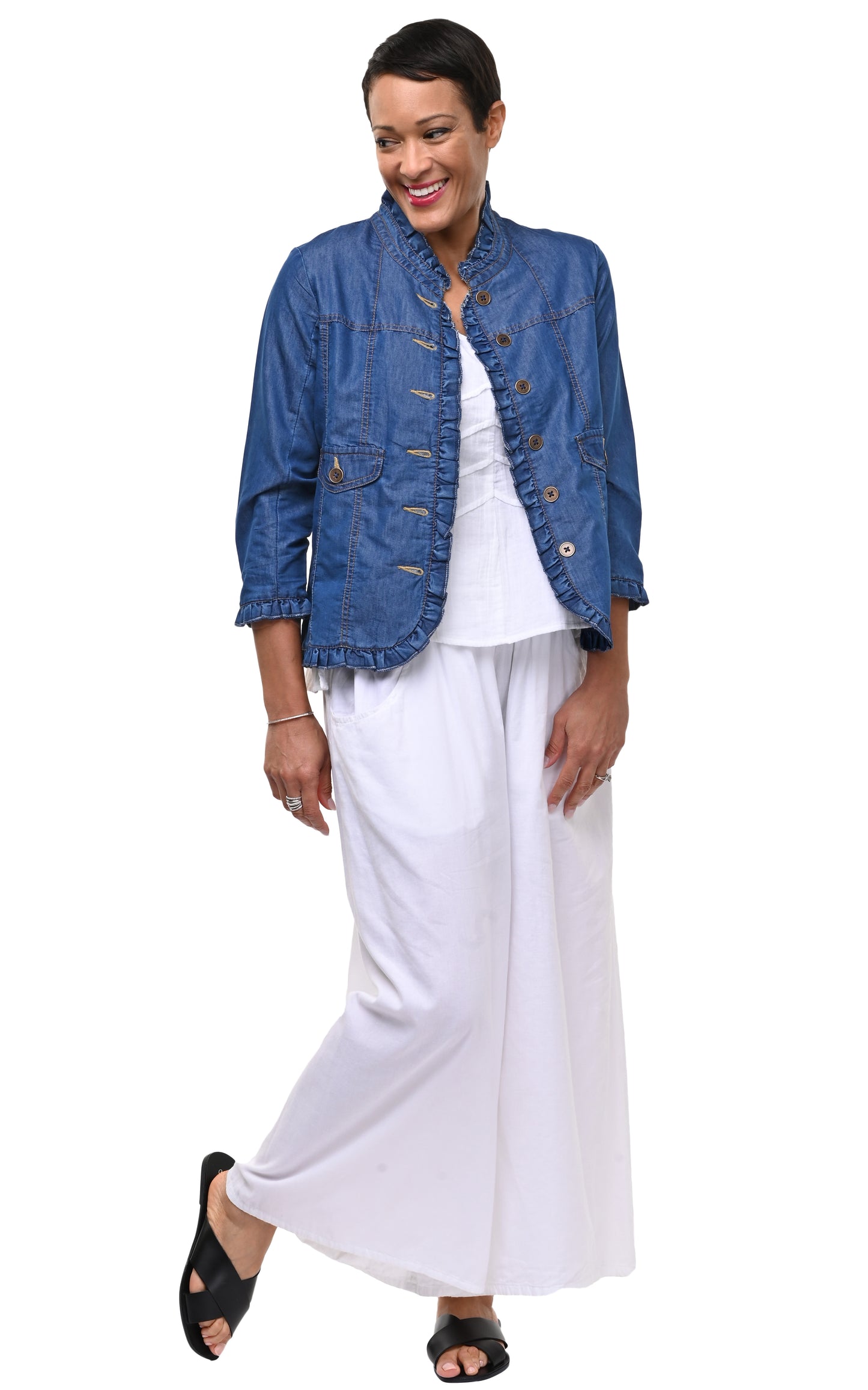 D506 Sterling Ruffle Jacket in Stretch Denim*