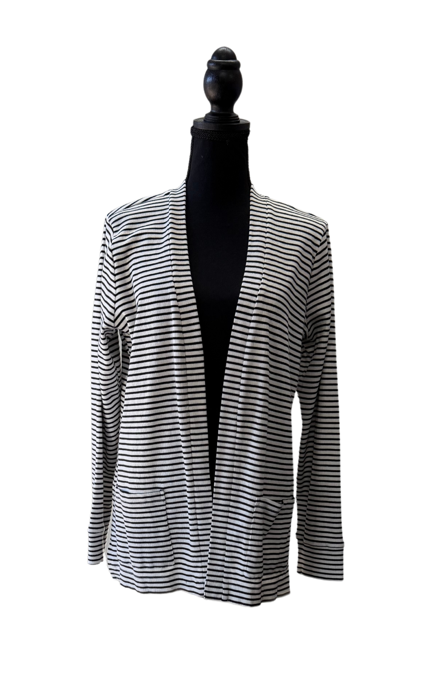 TK6 The Simple Cardigan in Black H Stripe*