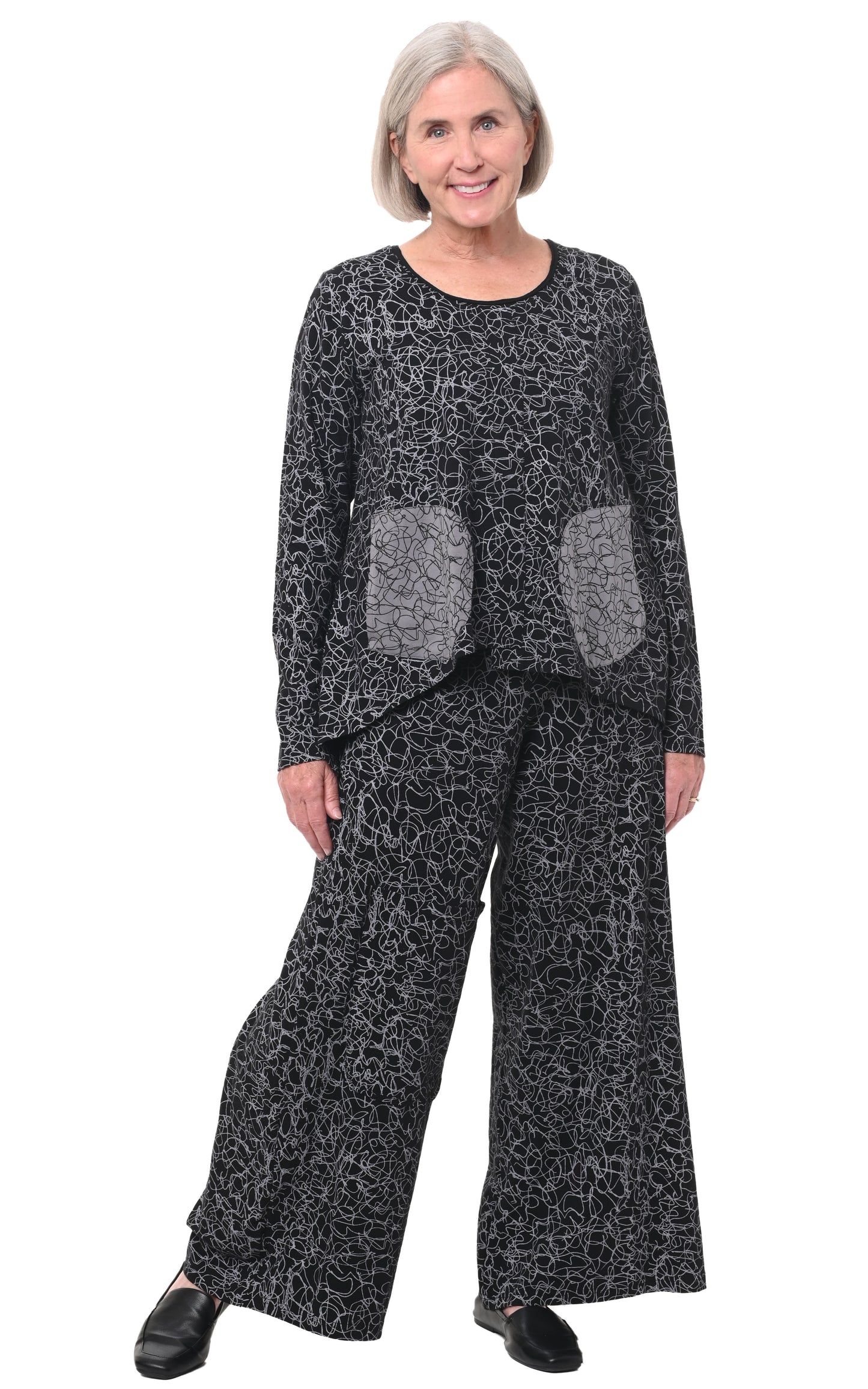 FINAL SALE L111 Ulla Pullover in Black Squiggle*