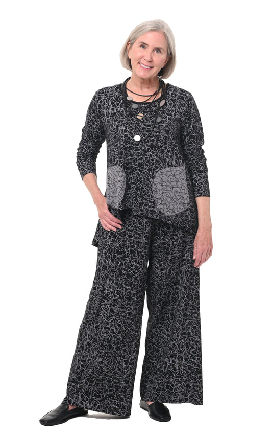 FINAL SALE L111 Ulla Pullover in Black Squiggle*