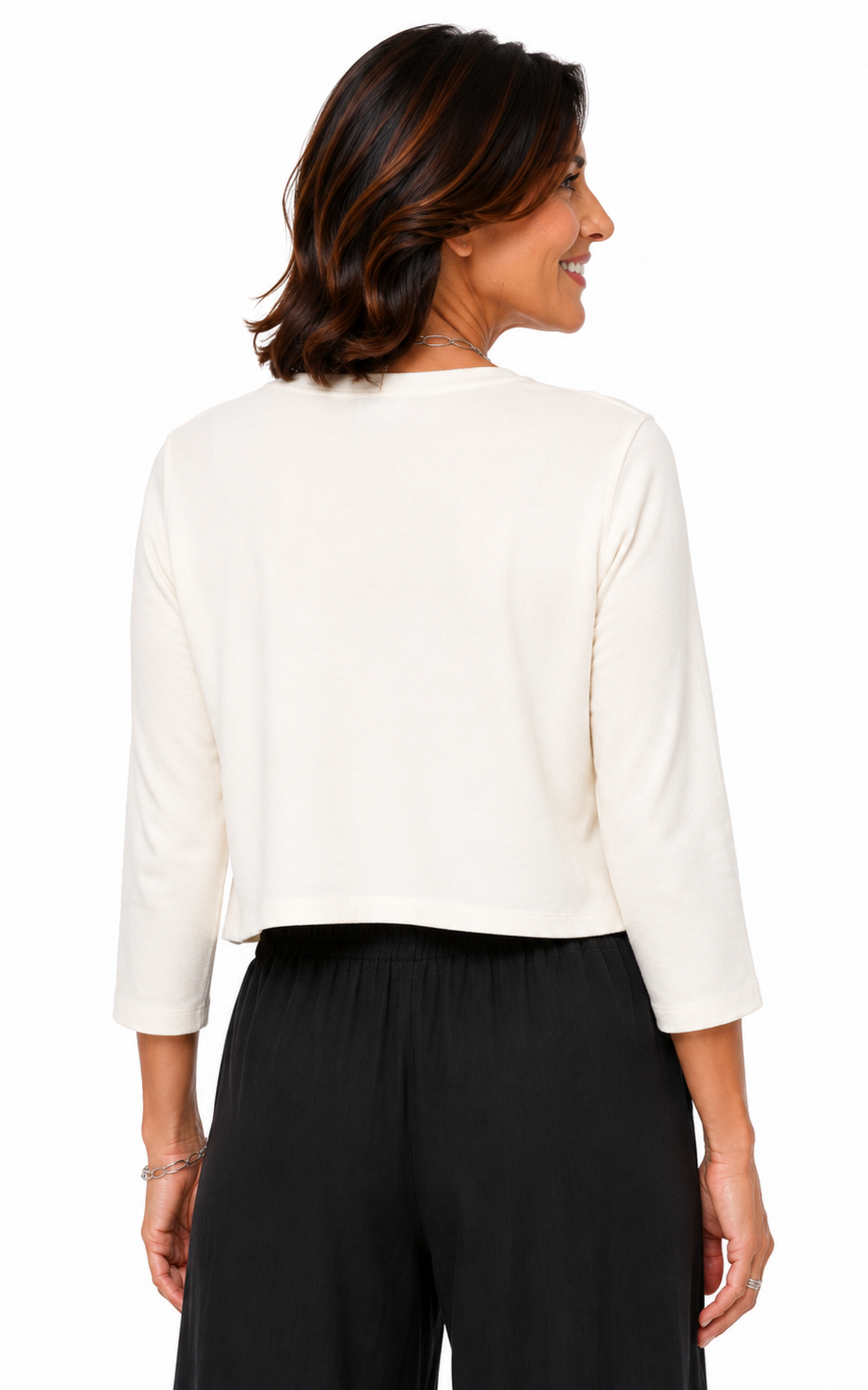 L600 Shrug Cardigan in Ivory Cotton Lycra*