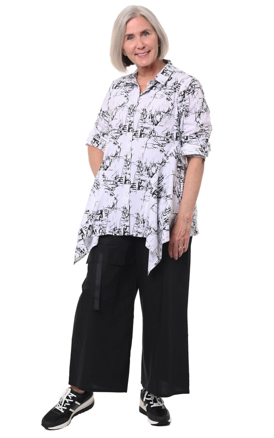 FINAL SALE SDC529 Jennifer Button Down in White Etching*